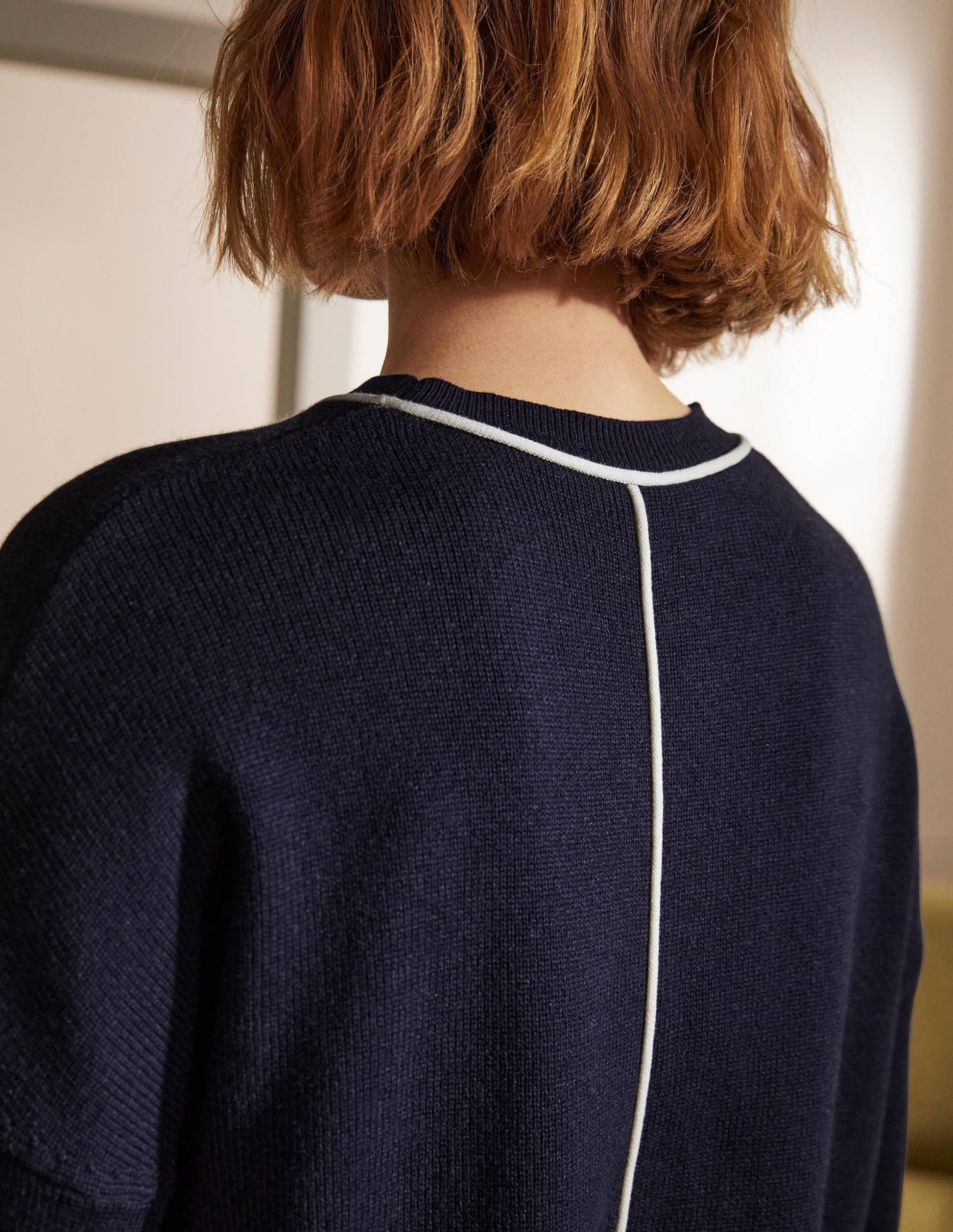 Oversized Crew Neck Jumper-Navy-2
