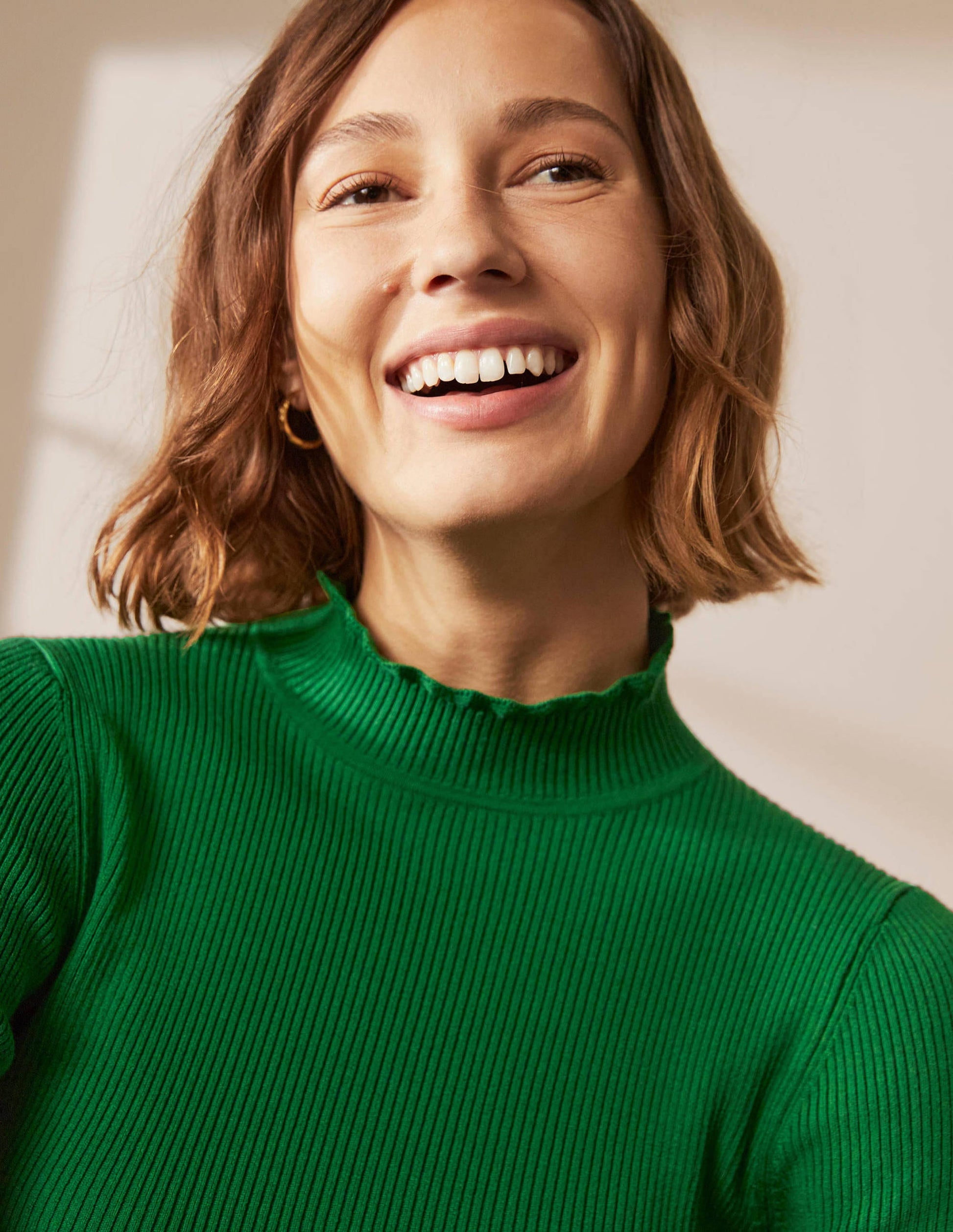 Scallop High Neck Jumper-Conifer-2