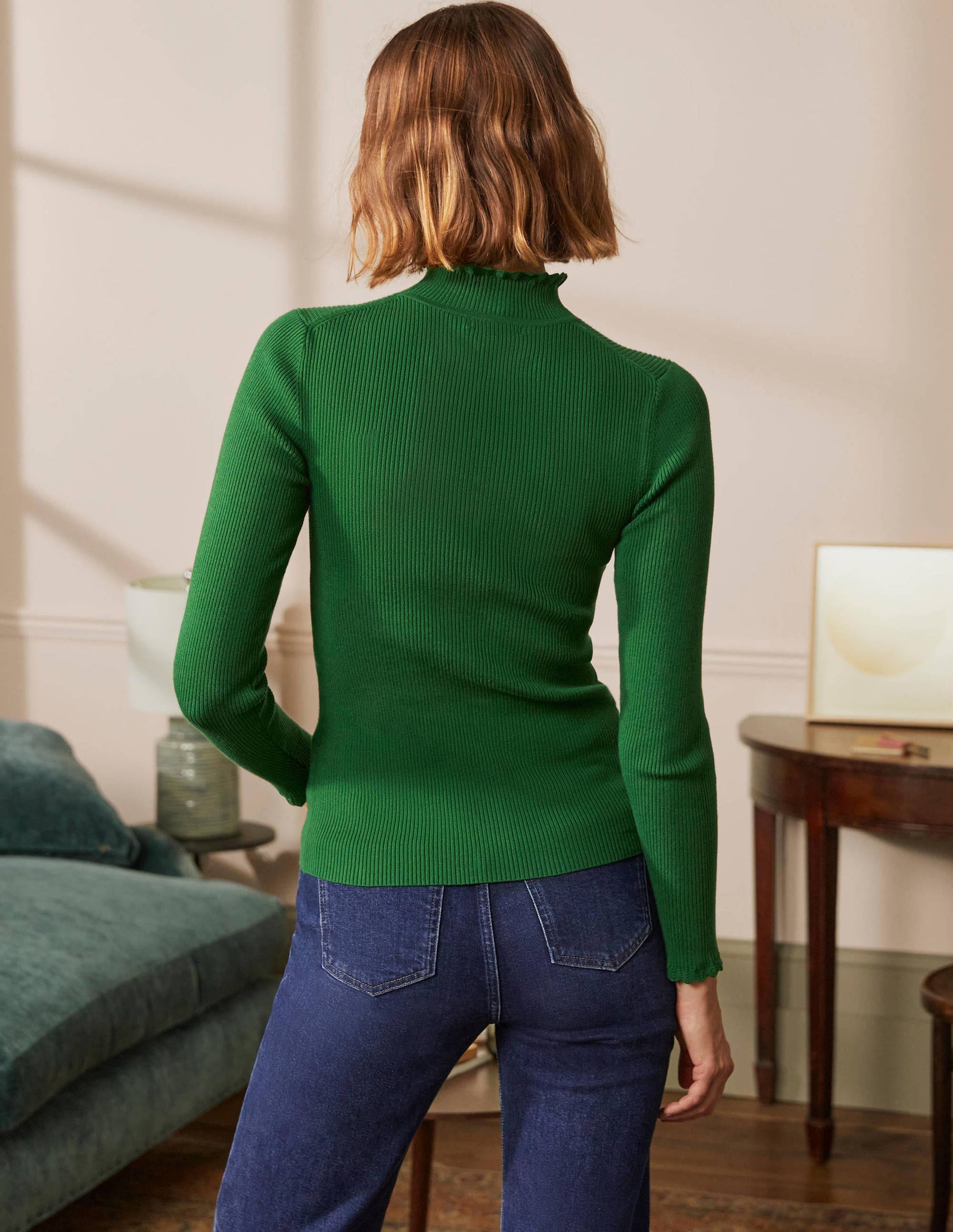 Scallop High Neck Jumper-Conifer-3