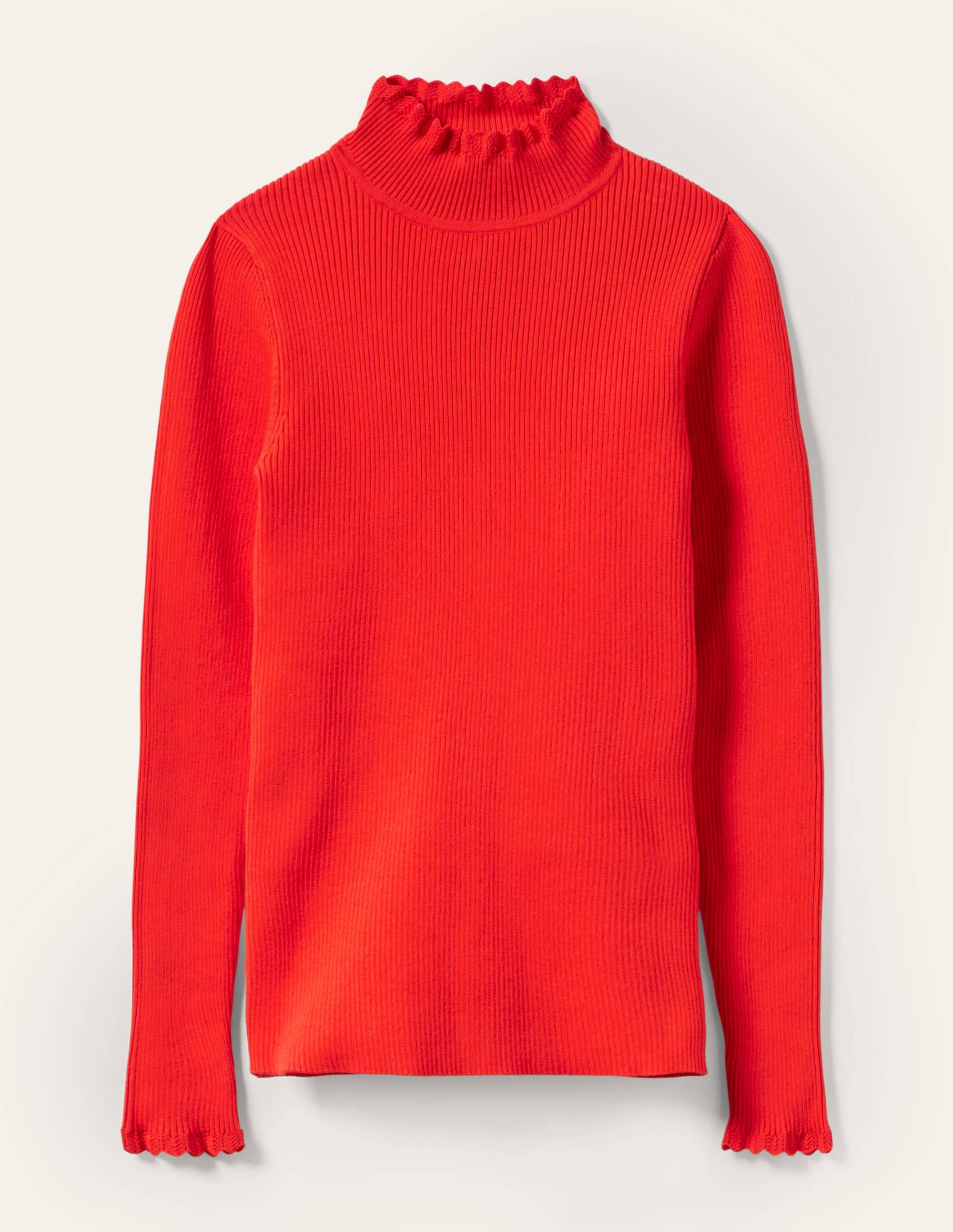 Scallop High Neck Jumper-Cherry Red - Image 5