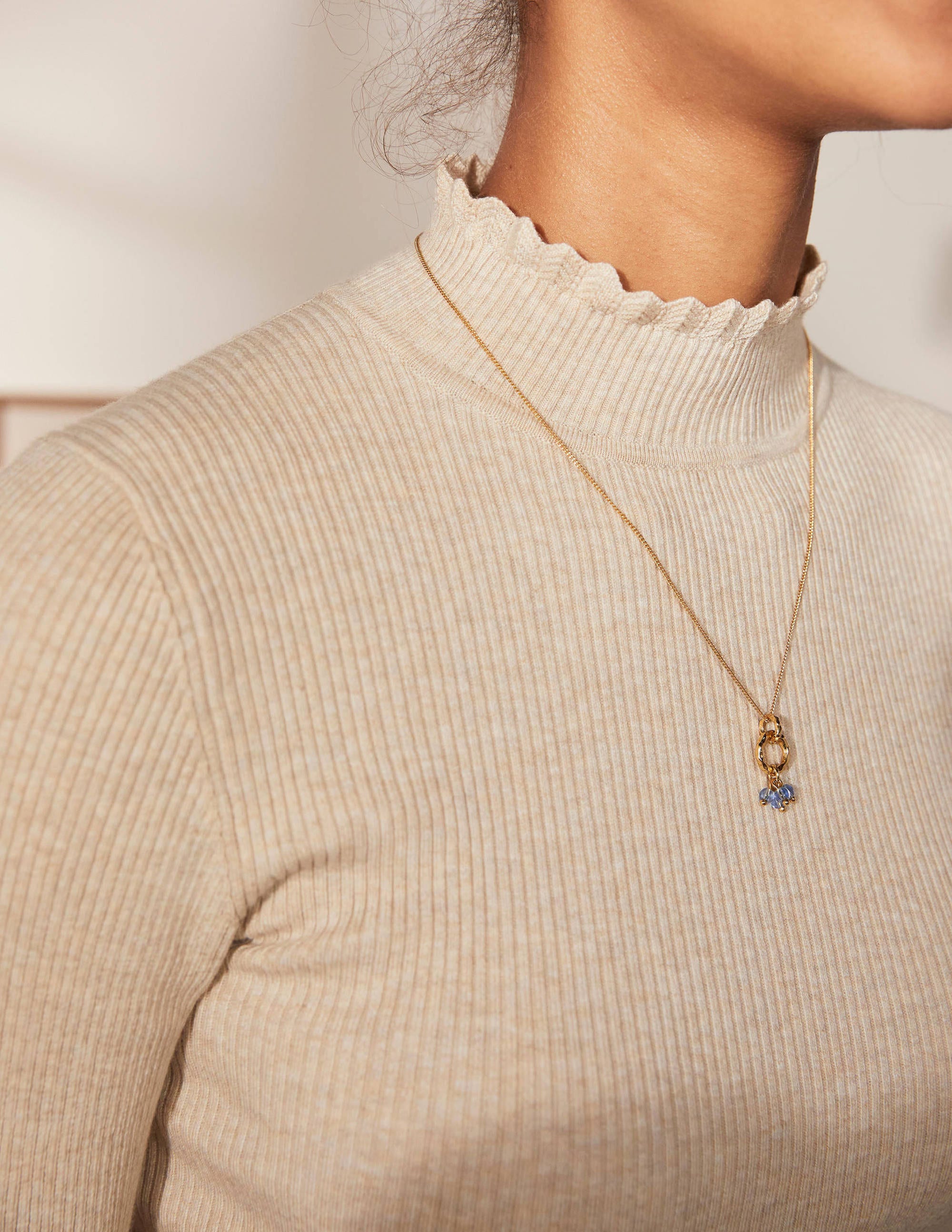 Scallop High Neck Jumper-Oatmeal Melange - Image 2