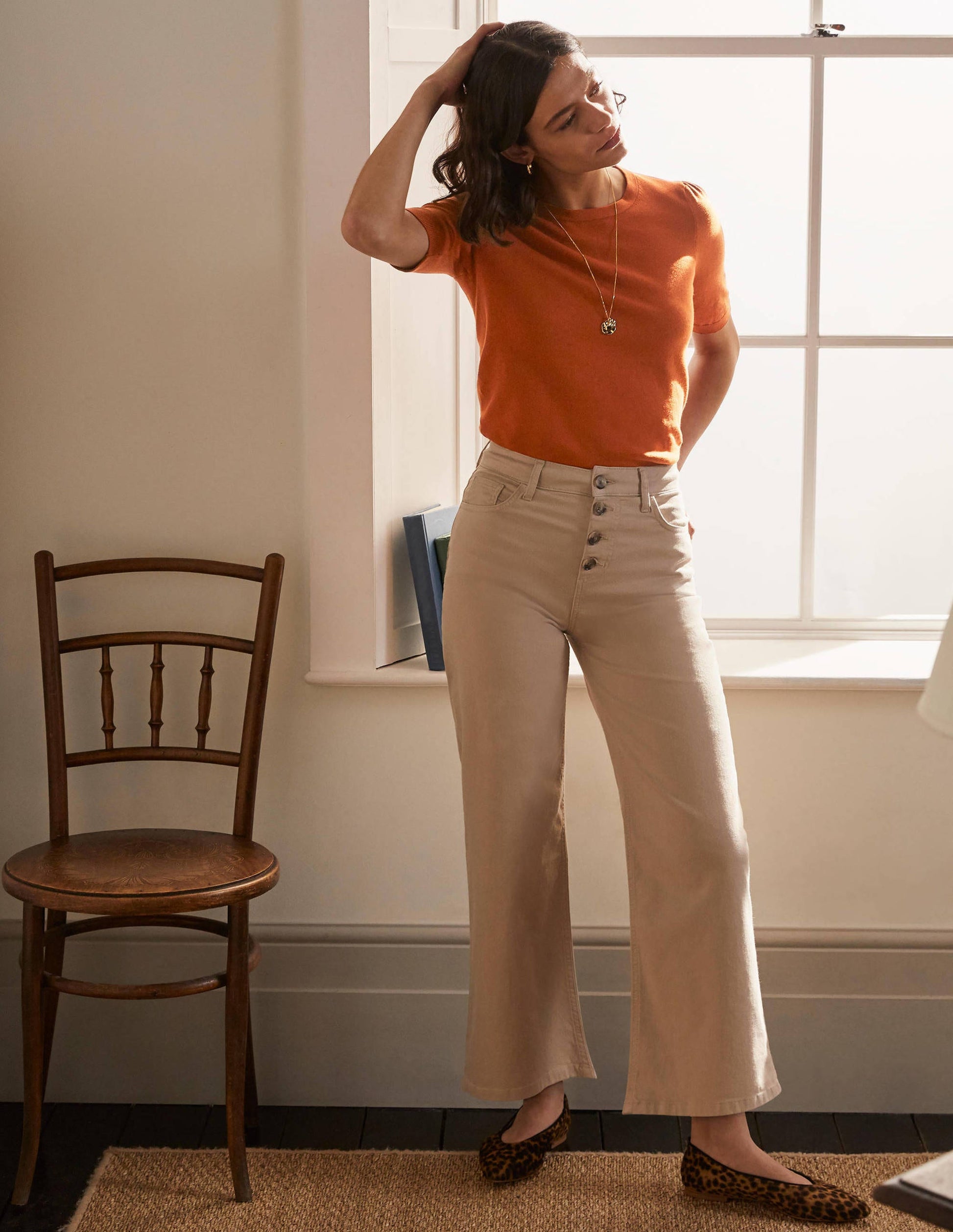 Cotton Crew Knitted Top-Rust-1