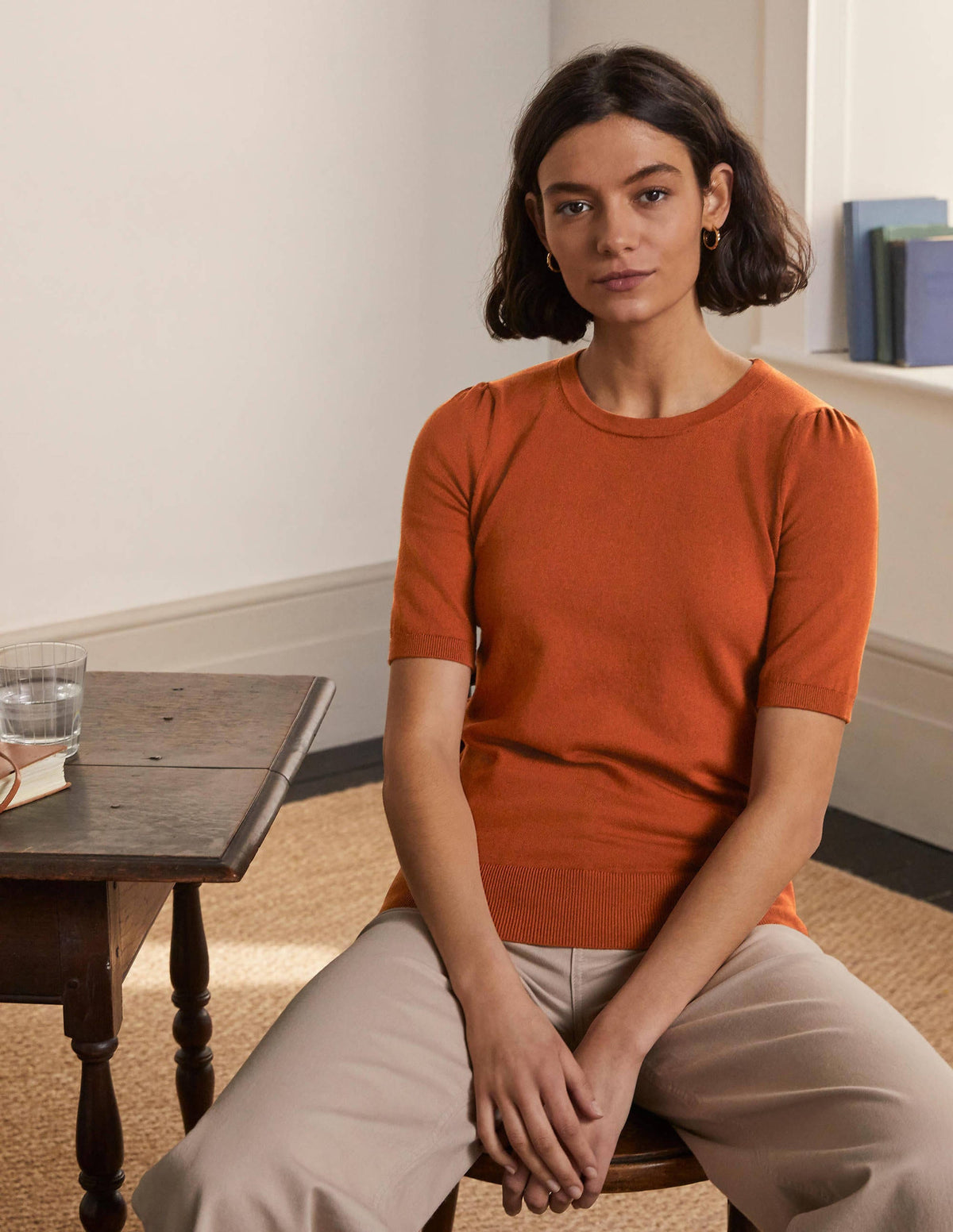 Cotton Crew Knitted Top-Rust - Image 2