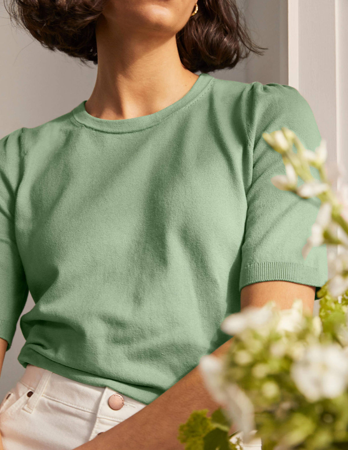 Cotton Crew Knitted Top-Duck Egg - Image 4