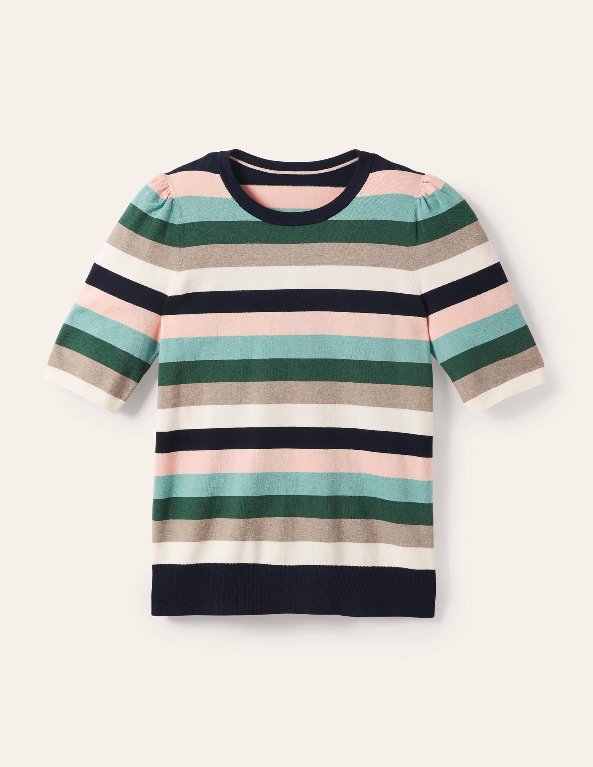 Cotton Crew Knitted Top-Palm Leaf, Multi Stripe - Image 5