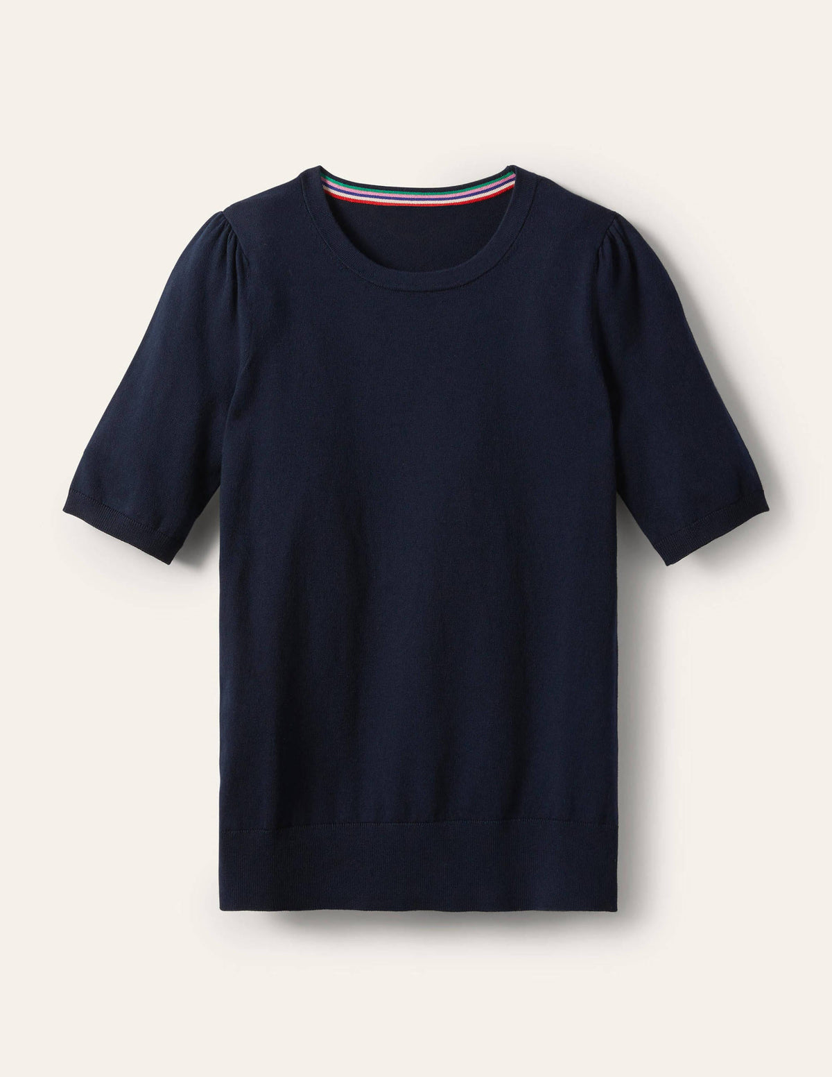 Cotton Crew Knitted Top-Navy - Image 5