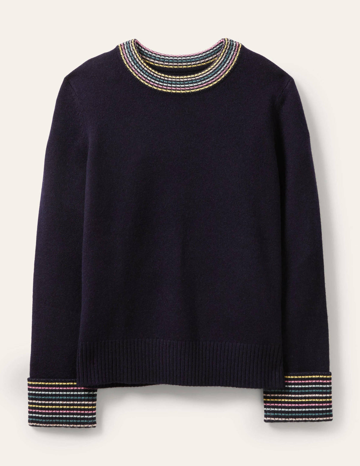 Cashmere Cuff Detail Jumper-Navy - Image 5
