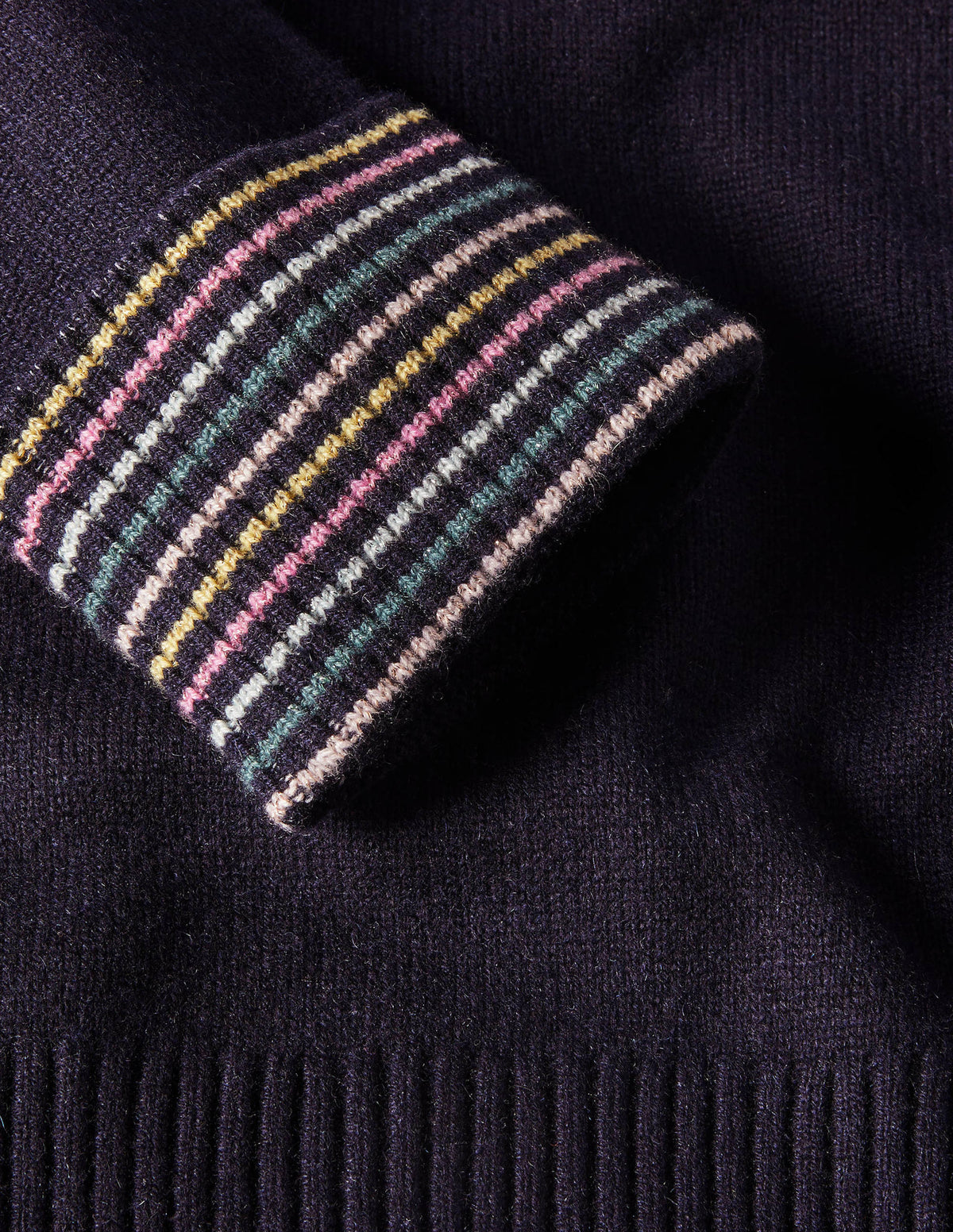 Cashmere Cuff Detail Jumper-Navy - Image 6