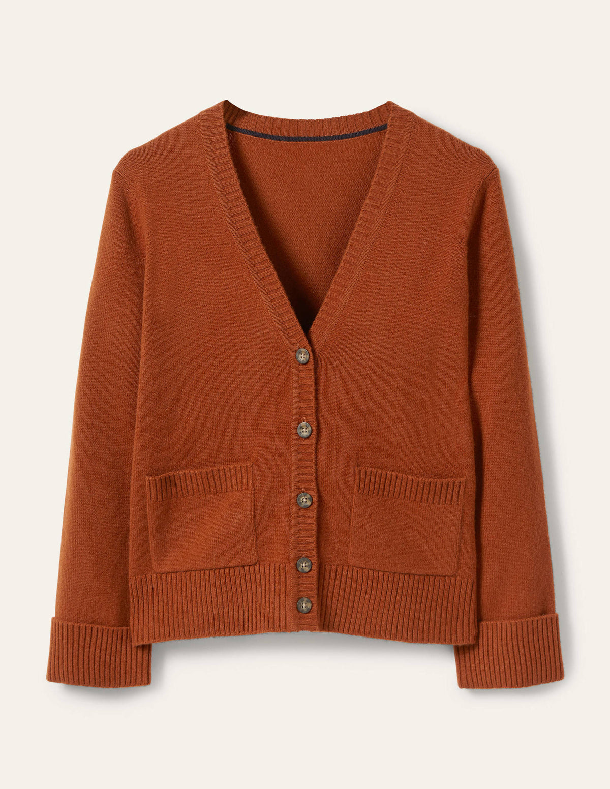 Cashmere Cuff Detail Cardigan-Carnelian Red - Image 5