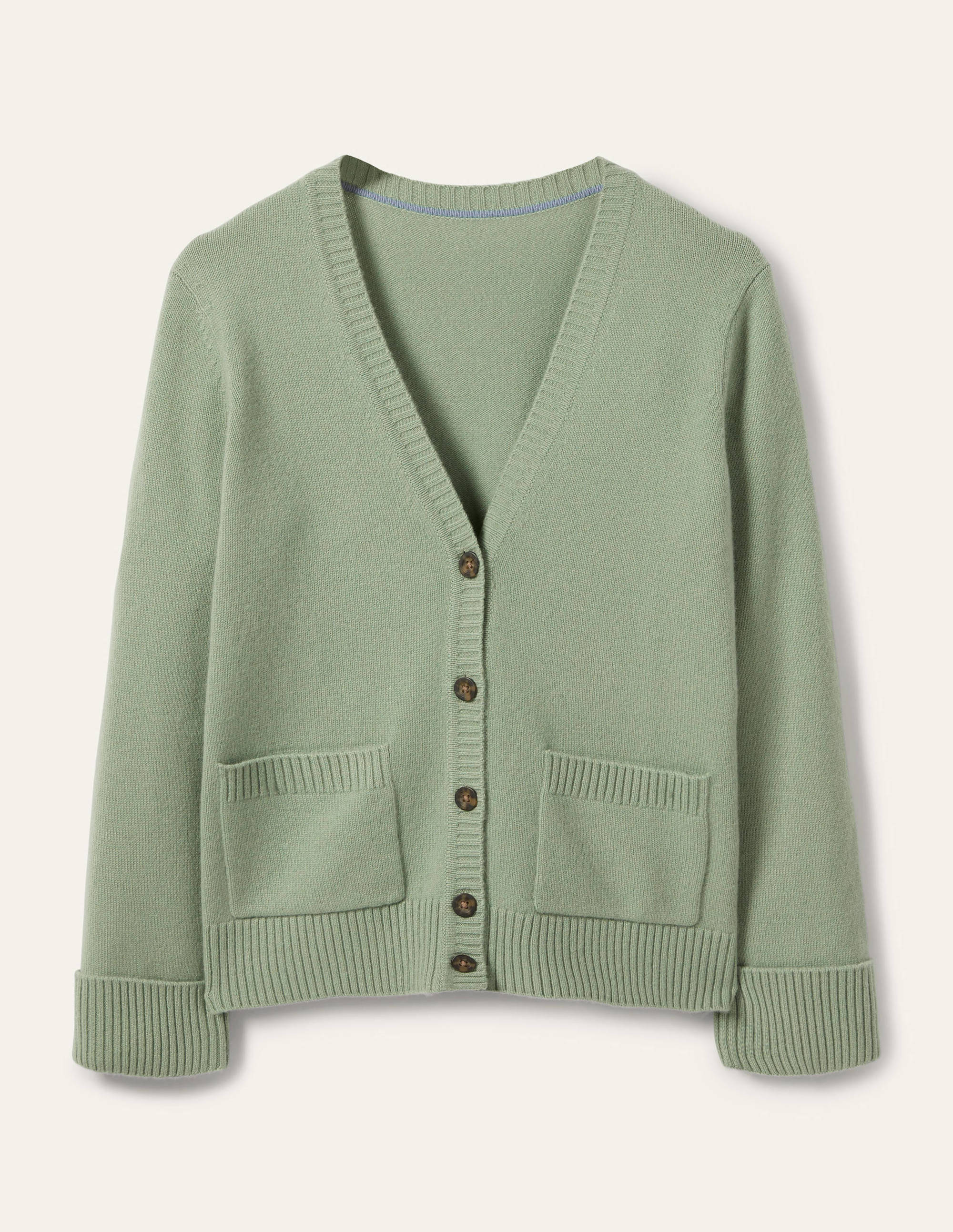 Cashmere Cuff Detail Cardigan-Peridot Green - Image 5