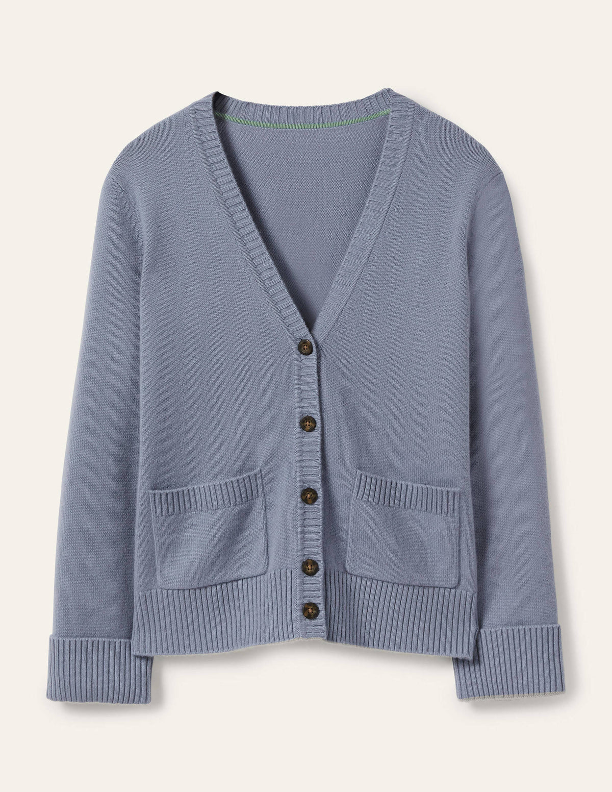Cashmere Cuff Detail Cardigan-Lapis Light Blue - Image 5