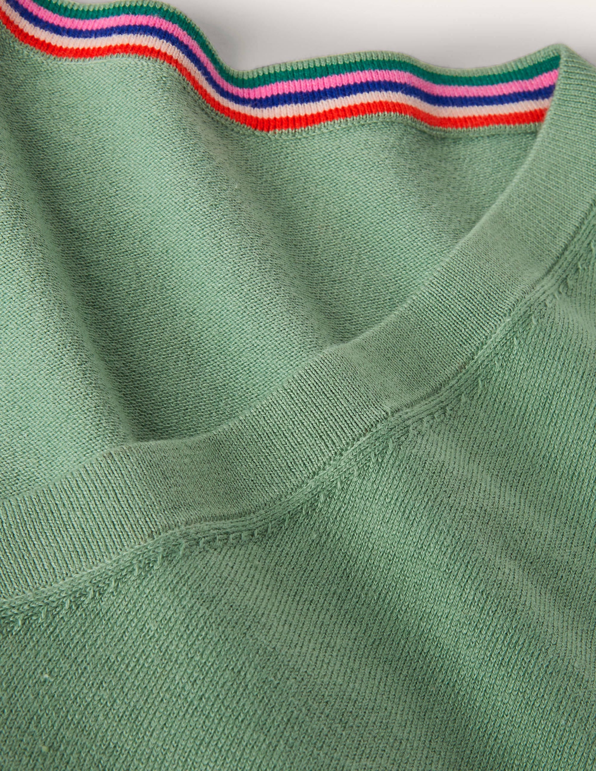 Cotton V-Neck Jumper-Duck Egg - Image 6