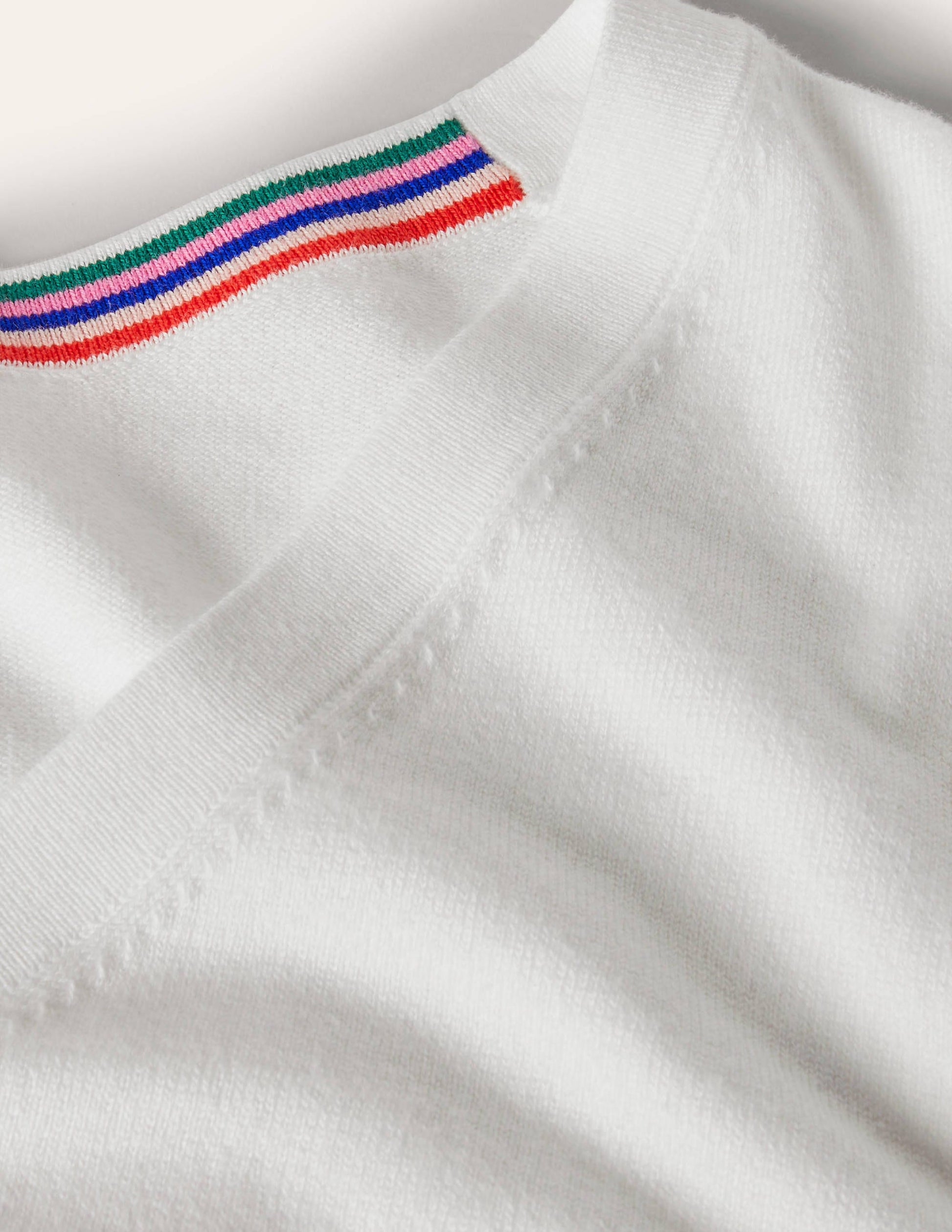 Cotton V-Neck Jumper-Ivory-6