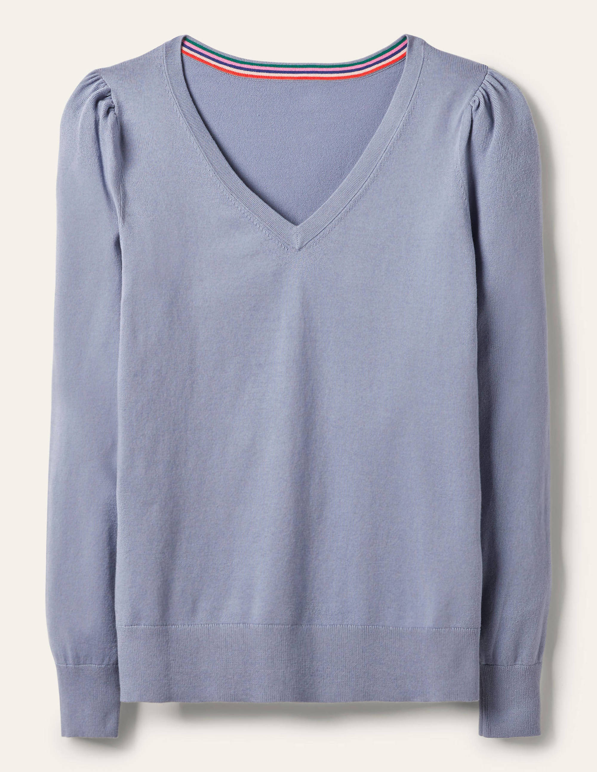 Cotton V-Neck Jumper-River - Image 5