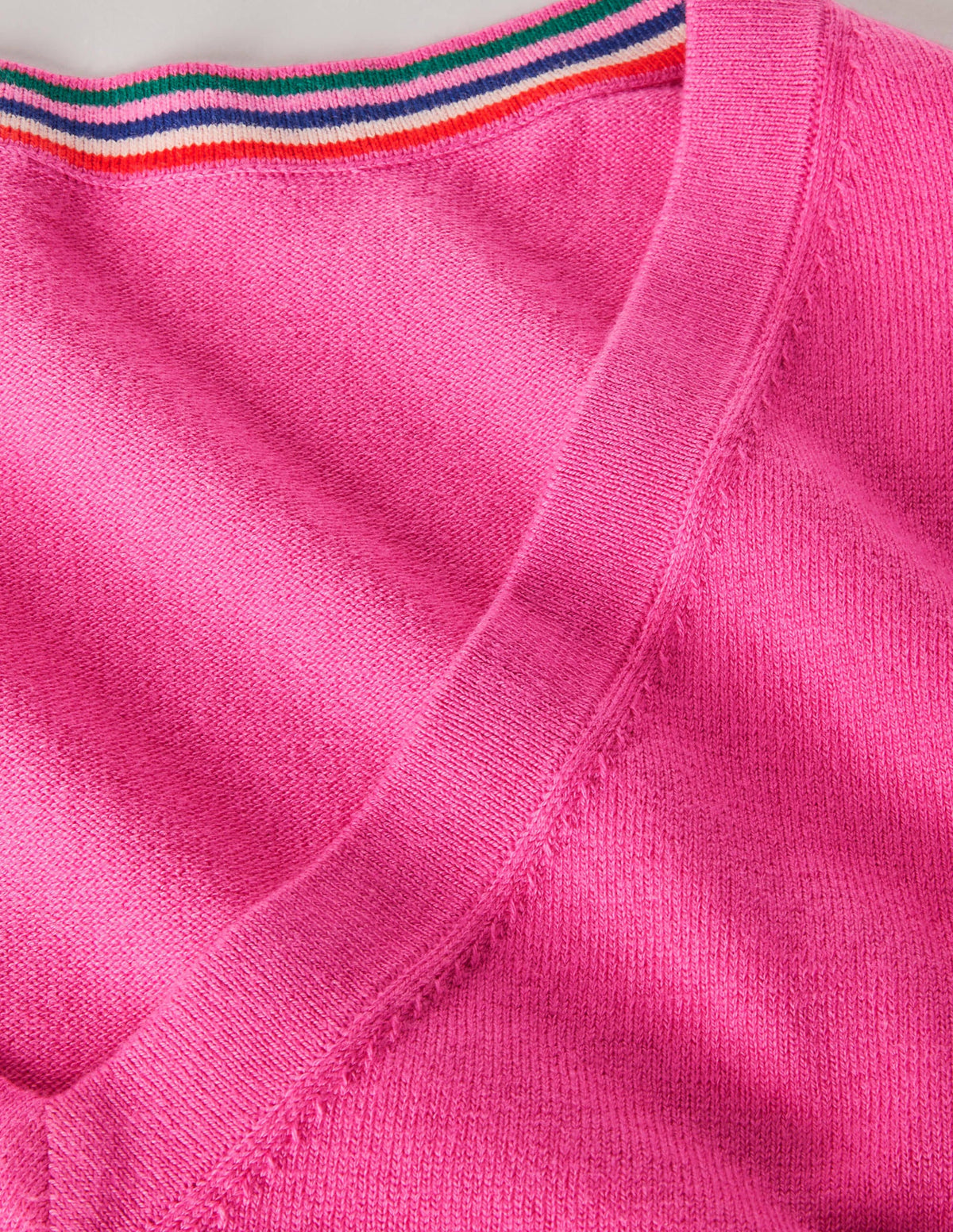 Cotton V-Neck Jumper-Candy Pink - Image 6