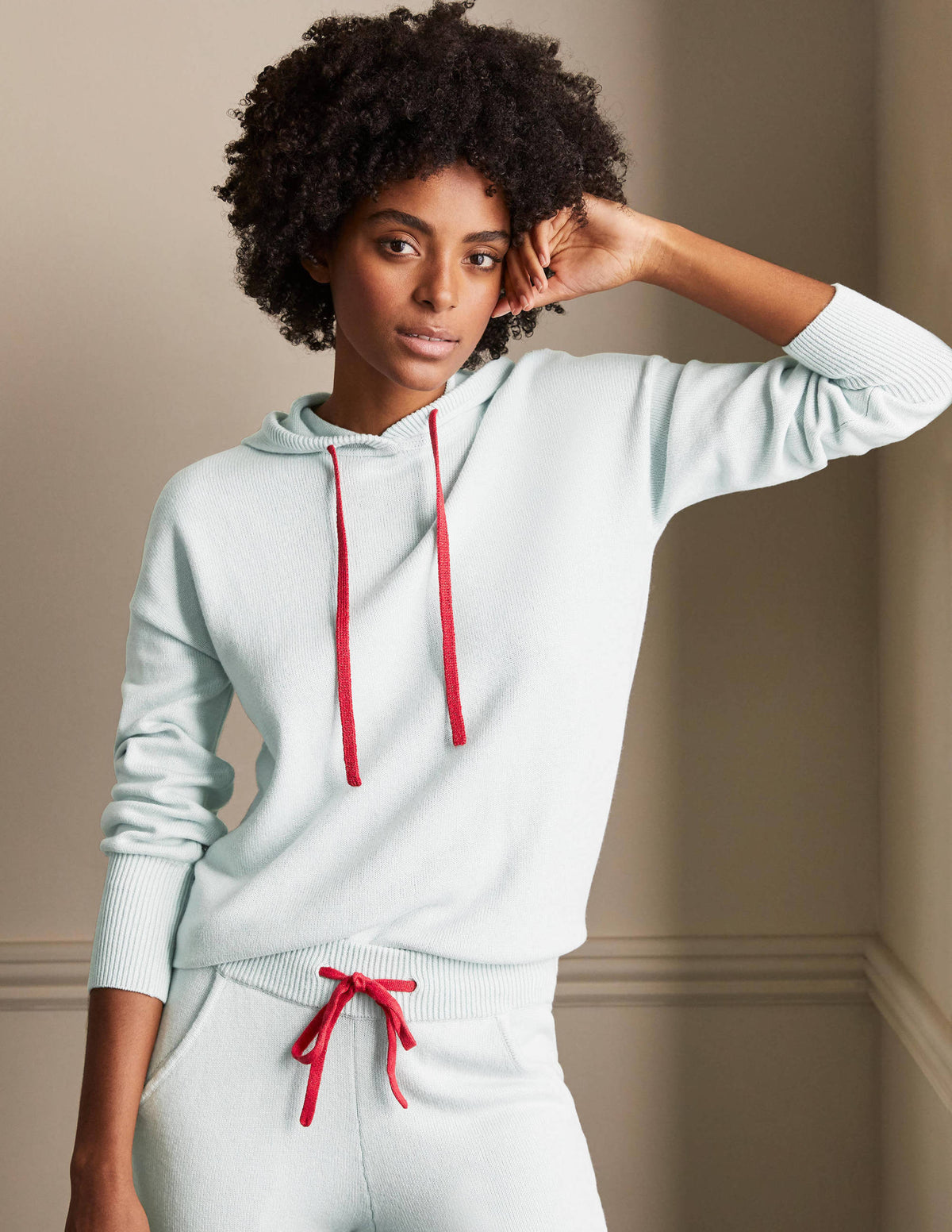 Knitted Relaxed Hoodie-Fresh Water - Image 1