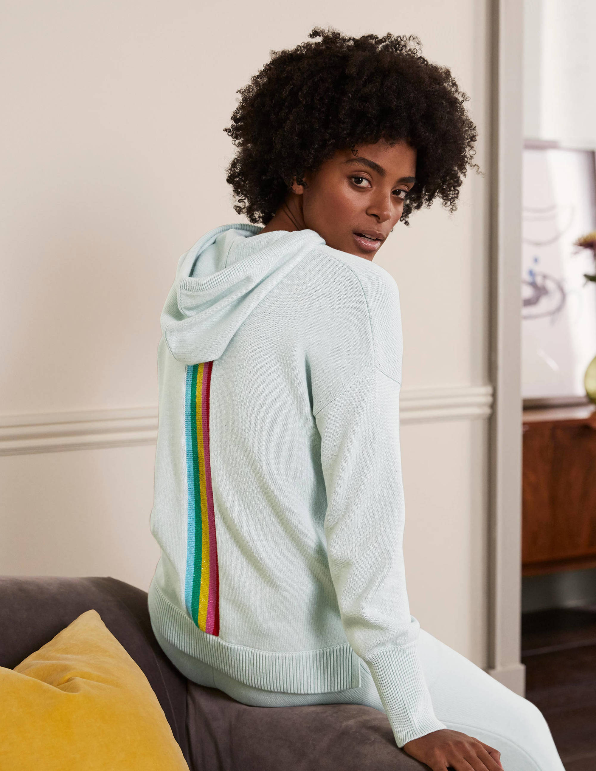 Knitted Relaxed Hoodie-Fresh Water - Image 3
