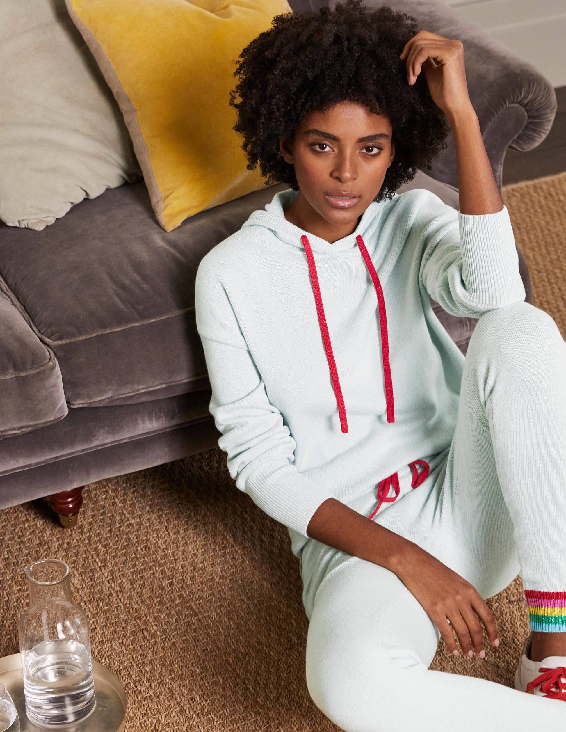 Knitted Relaxed Hoodie-Fresh Water-4