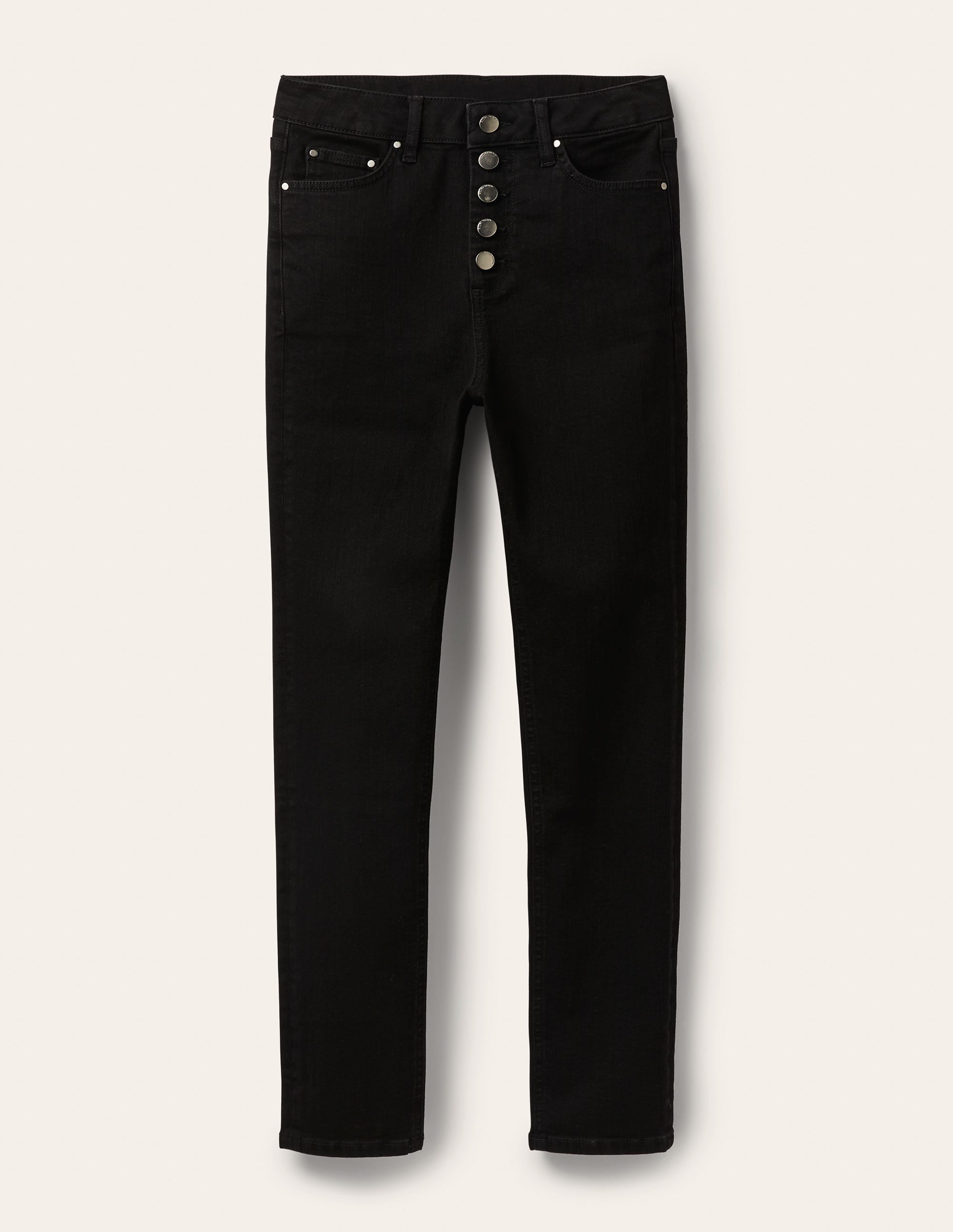 Button Fly Skinny Jeans-Black Waxed - Image 7