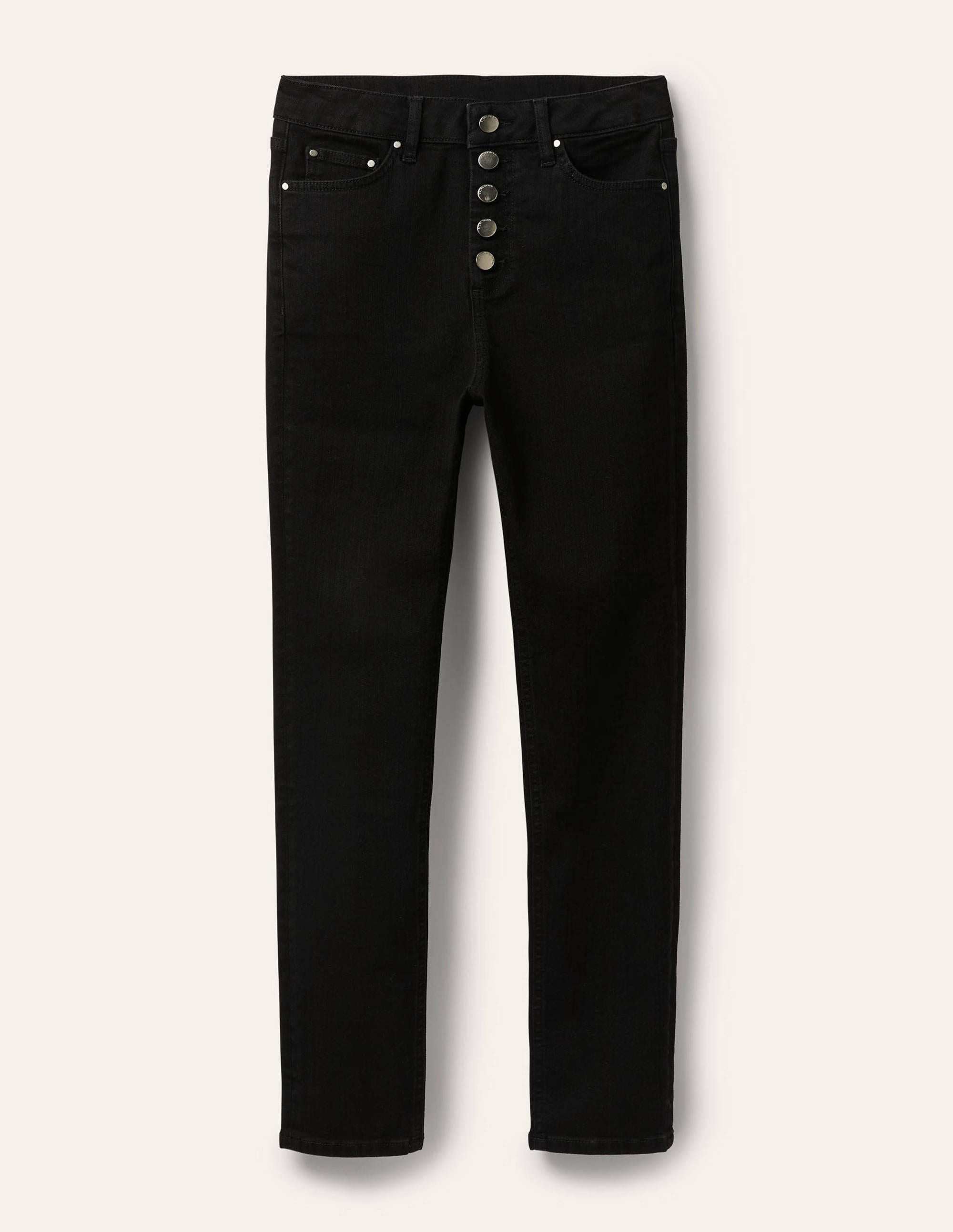Button Fly Skinny Jeans-Black - Image 5
