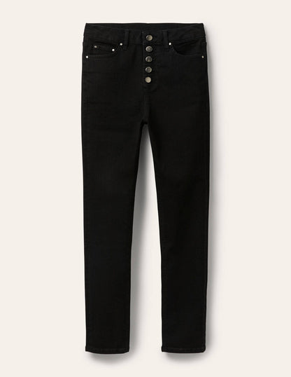Button Fly Skinny Jeans-Black-5