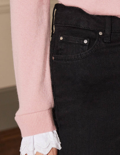 Button Fly Skinny Jeans-Black-1