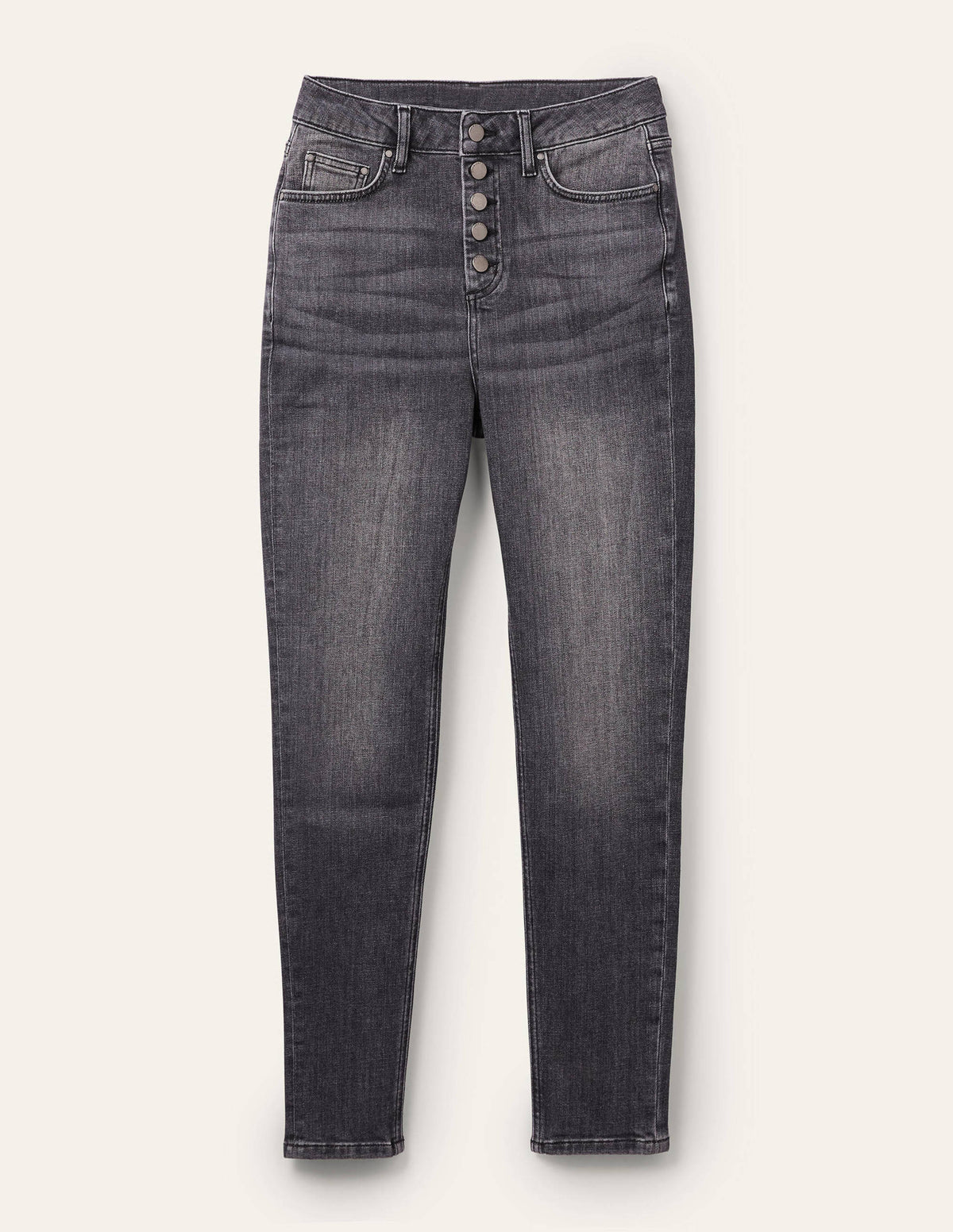 Button Fly Skinny Jeans-Authentic Grey-6