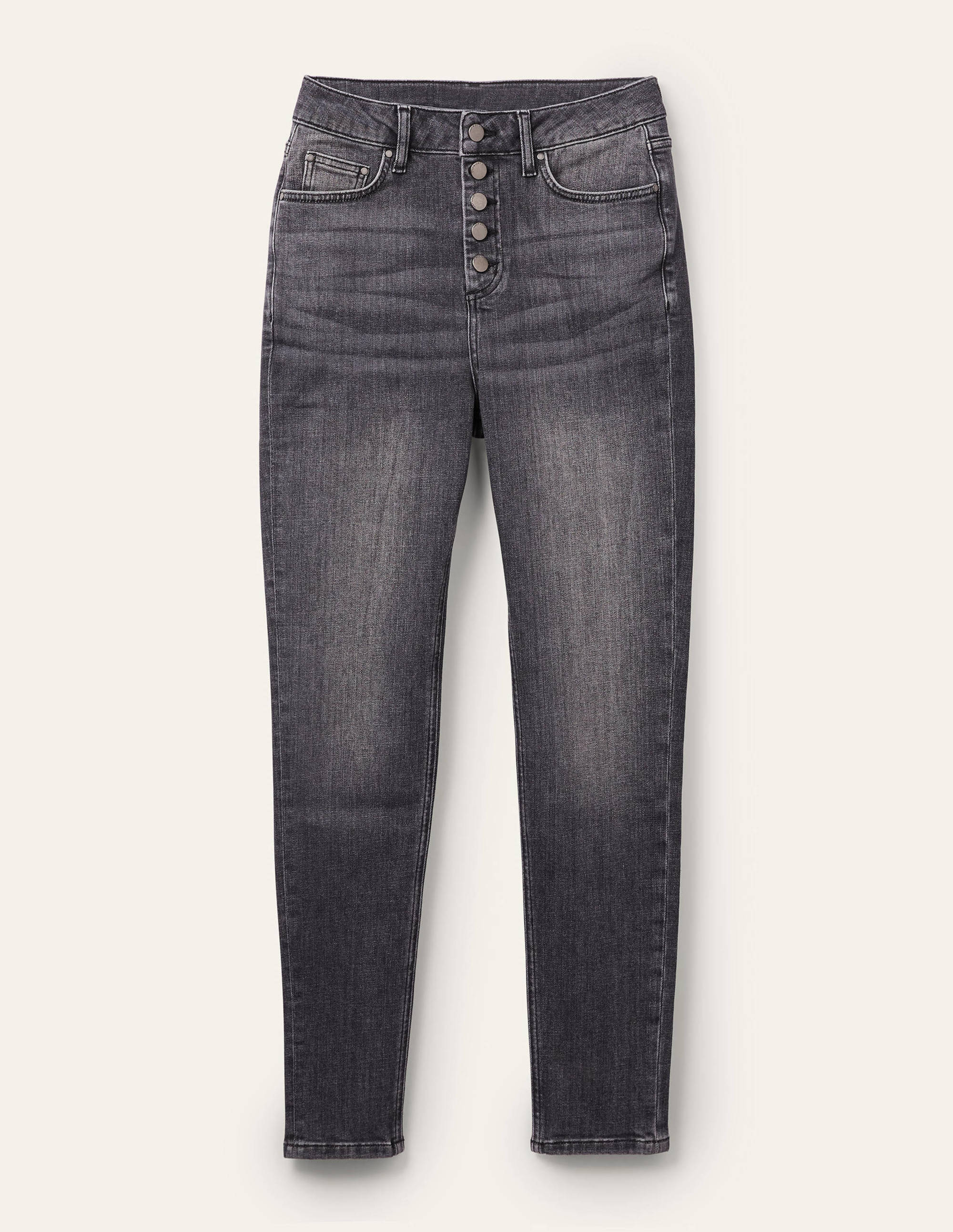 Button Fly Skinny Jeans-Authentic Grey - Image 6