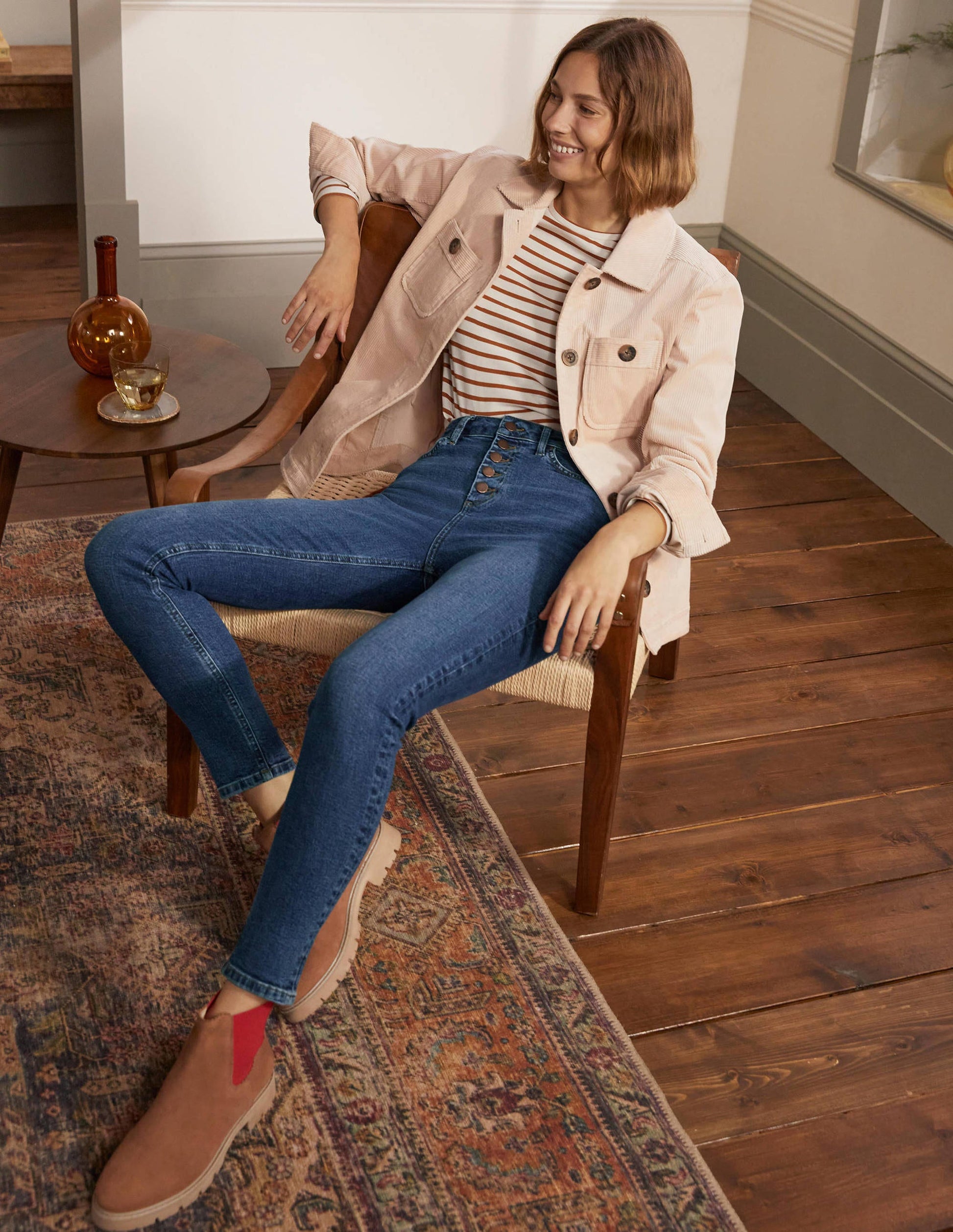 Button Fly Skinny Jeans-Mid Vintage-4