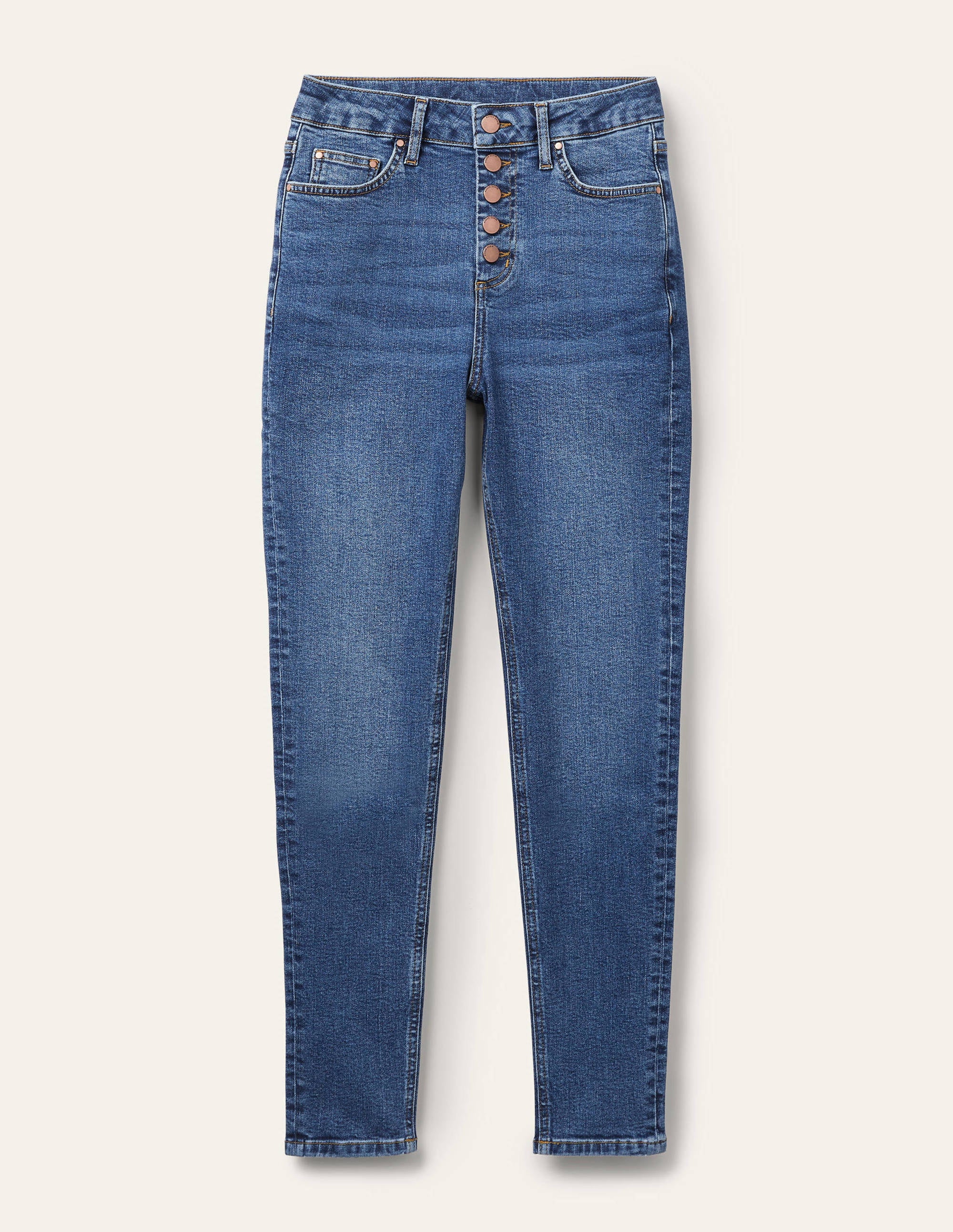 Button Fly Skinny Jeans-Mid Vintage - Image 5