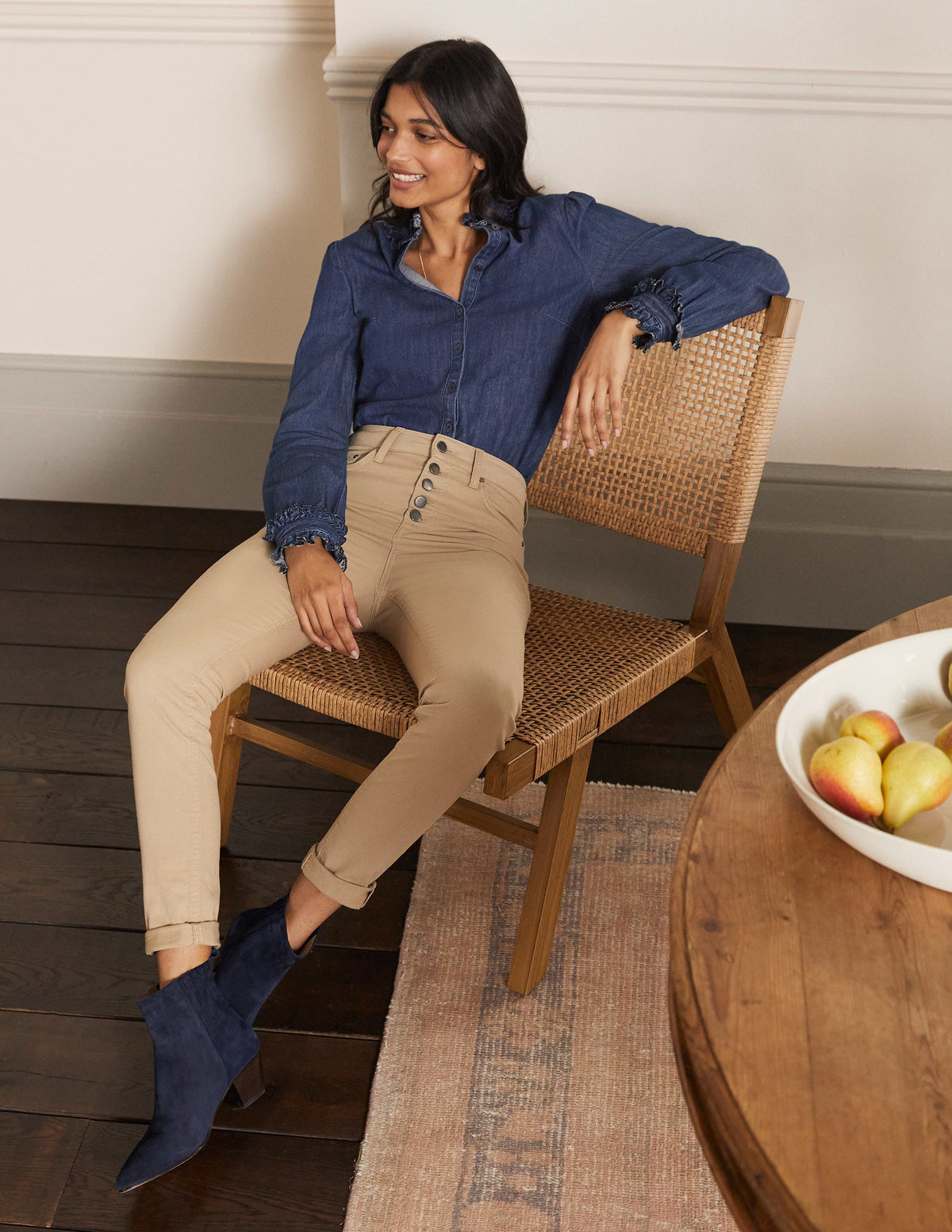 Button Fly Skinny Jeans-Irish Cream-2