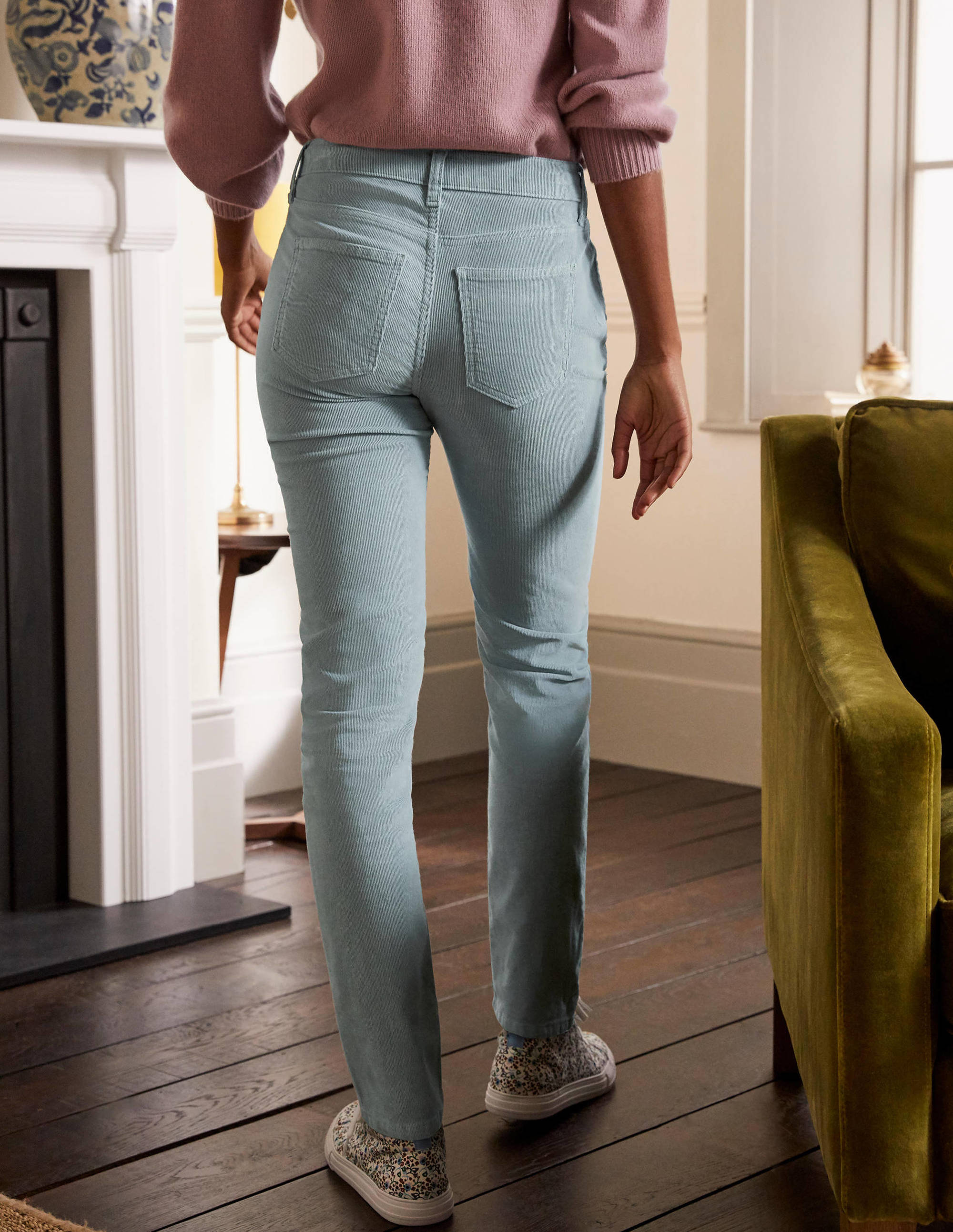 Cord Girlfriend Jeans-Pebble - Image 2