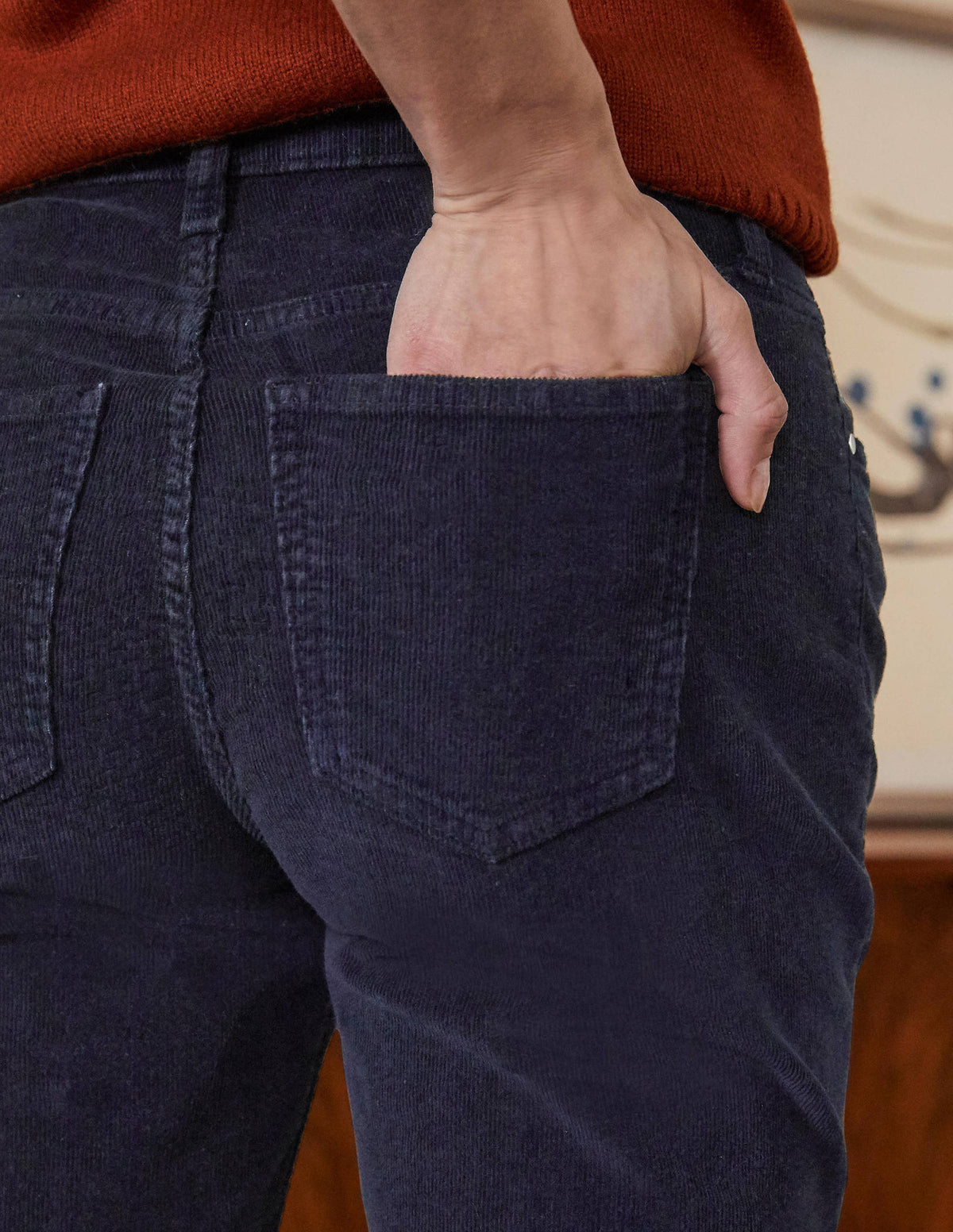 Cord Girlfriend Jeans-Navy - Image 4
