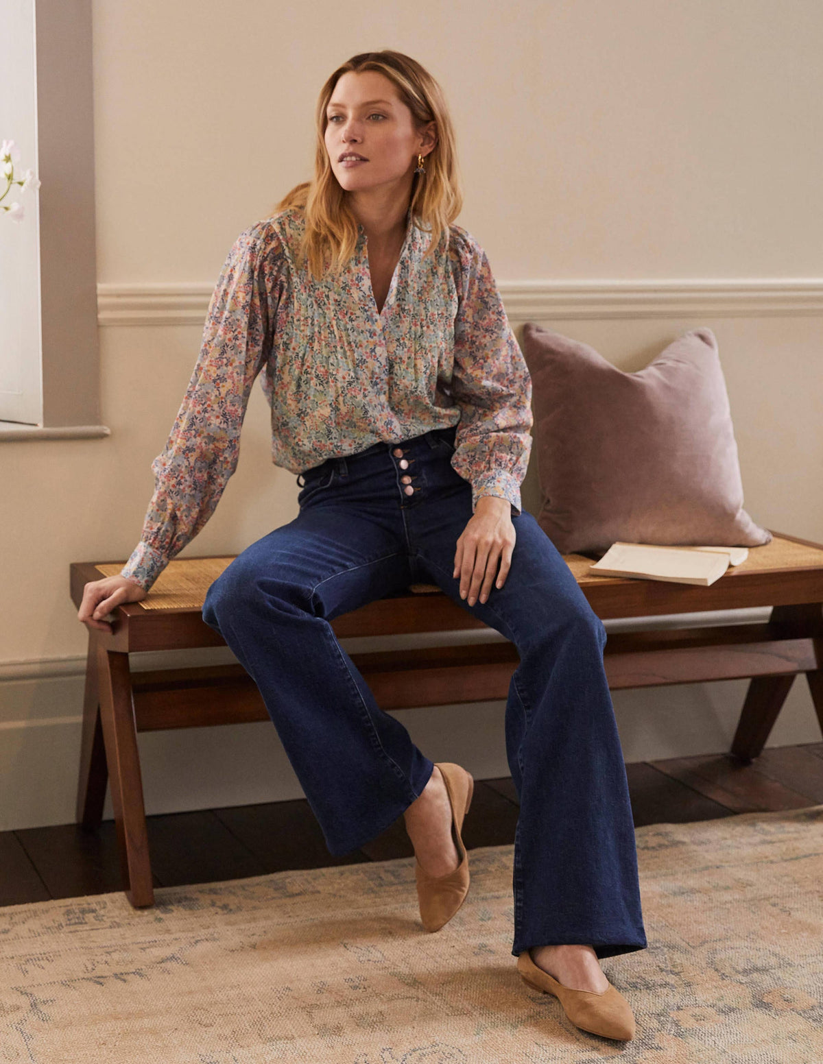 Button Fly Relaxed Flares-Dark Vintage - Image 5