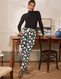 Ludlow Satin Trousers-Black, Leafy Bud