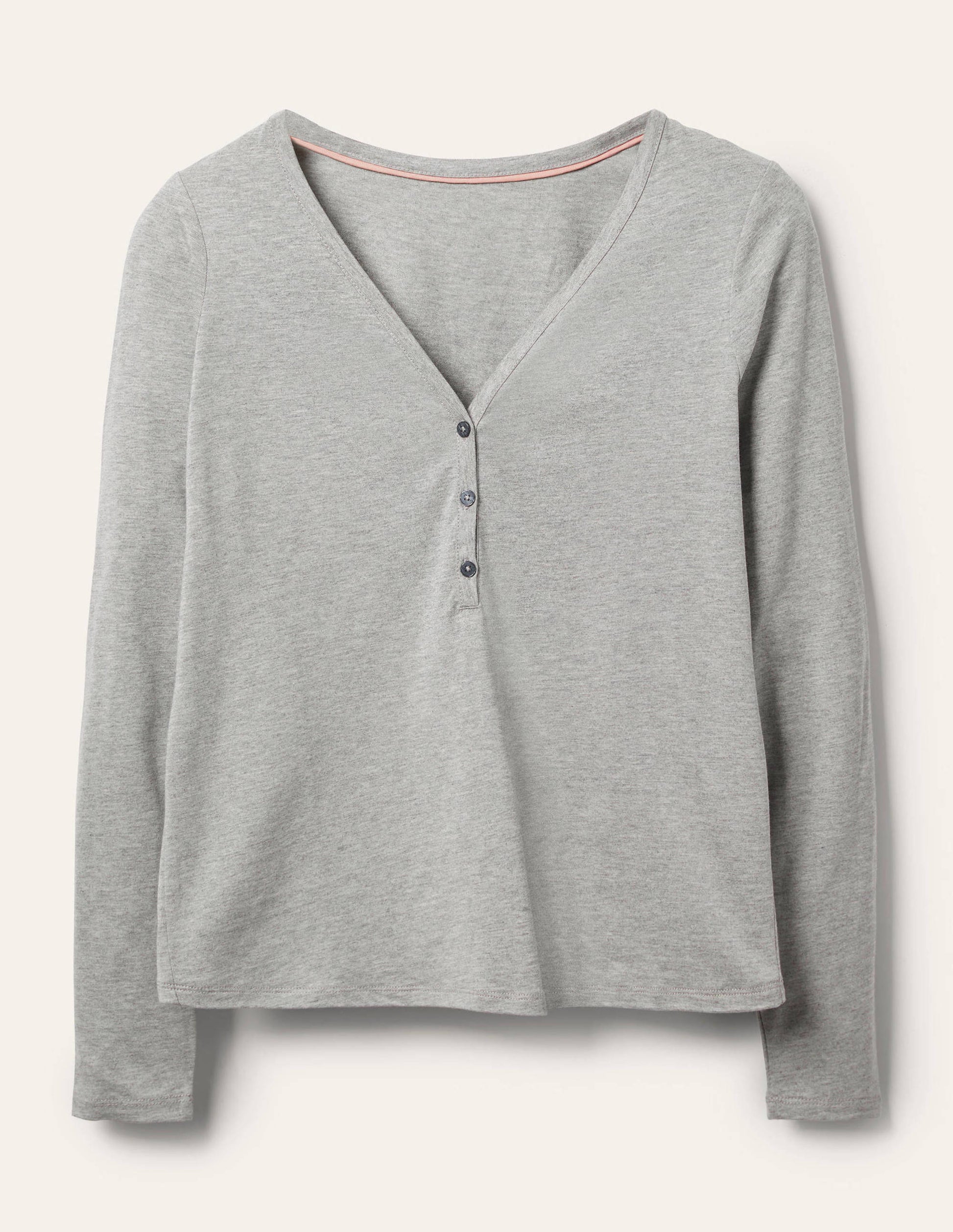 Emma Long Sleeve Pyjama Top-Grey Marl-5