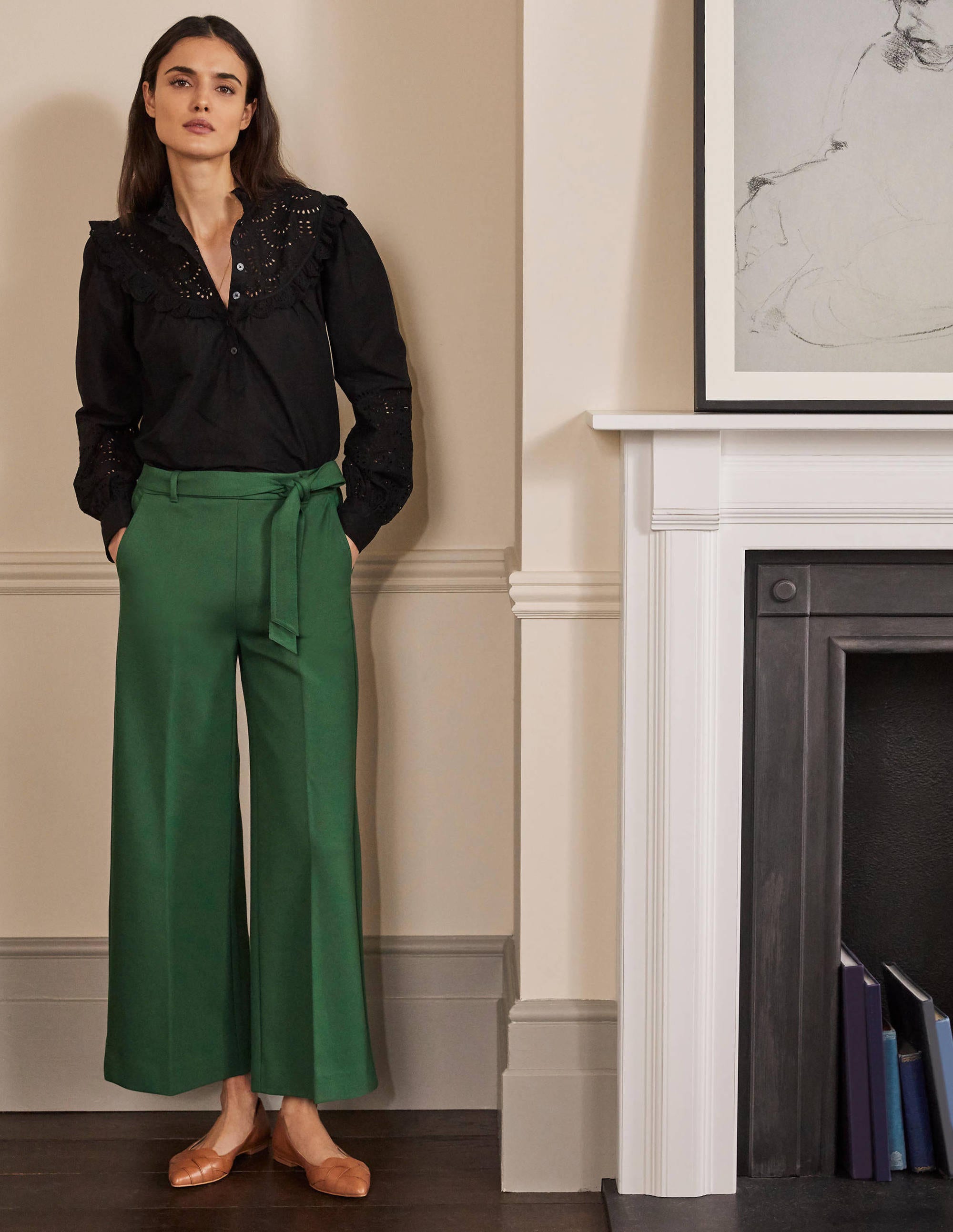 Jersey Pull-On Culottes-Palm Leaf - Image 4