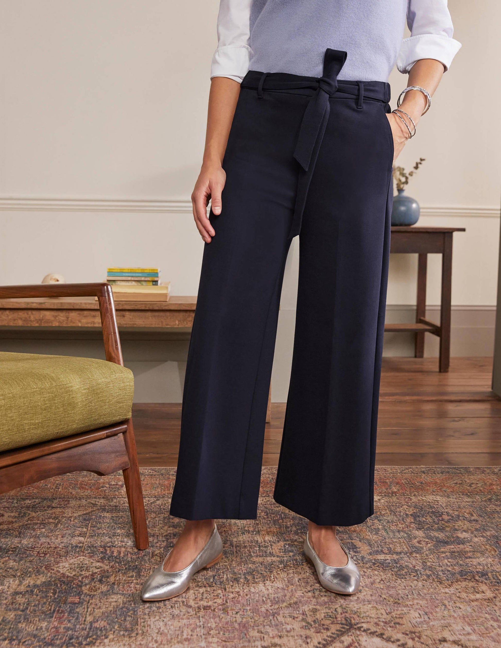 Jersey Pull-On Culottes-Navy-4