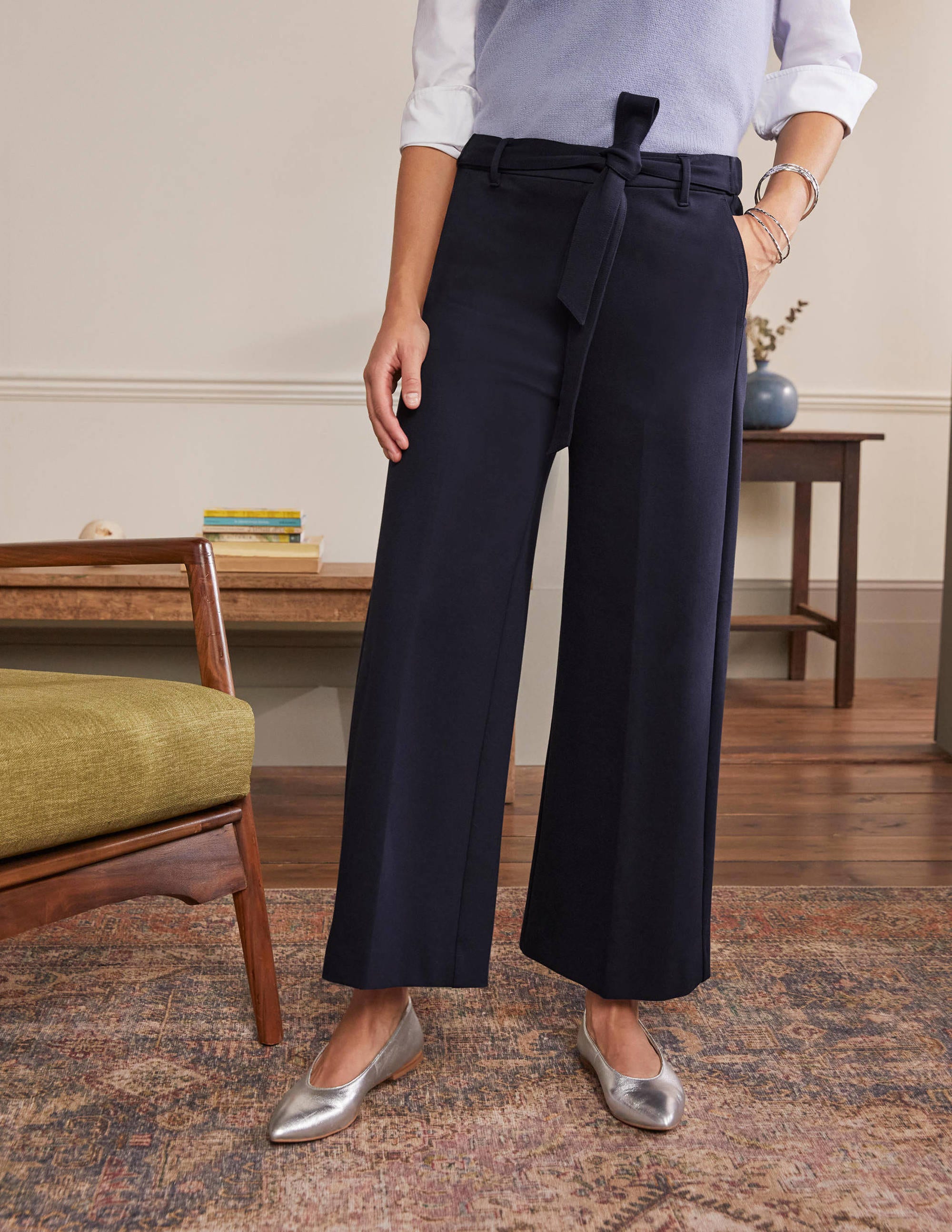 Jersey Pull-On Culottes-Navy - Image 4