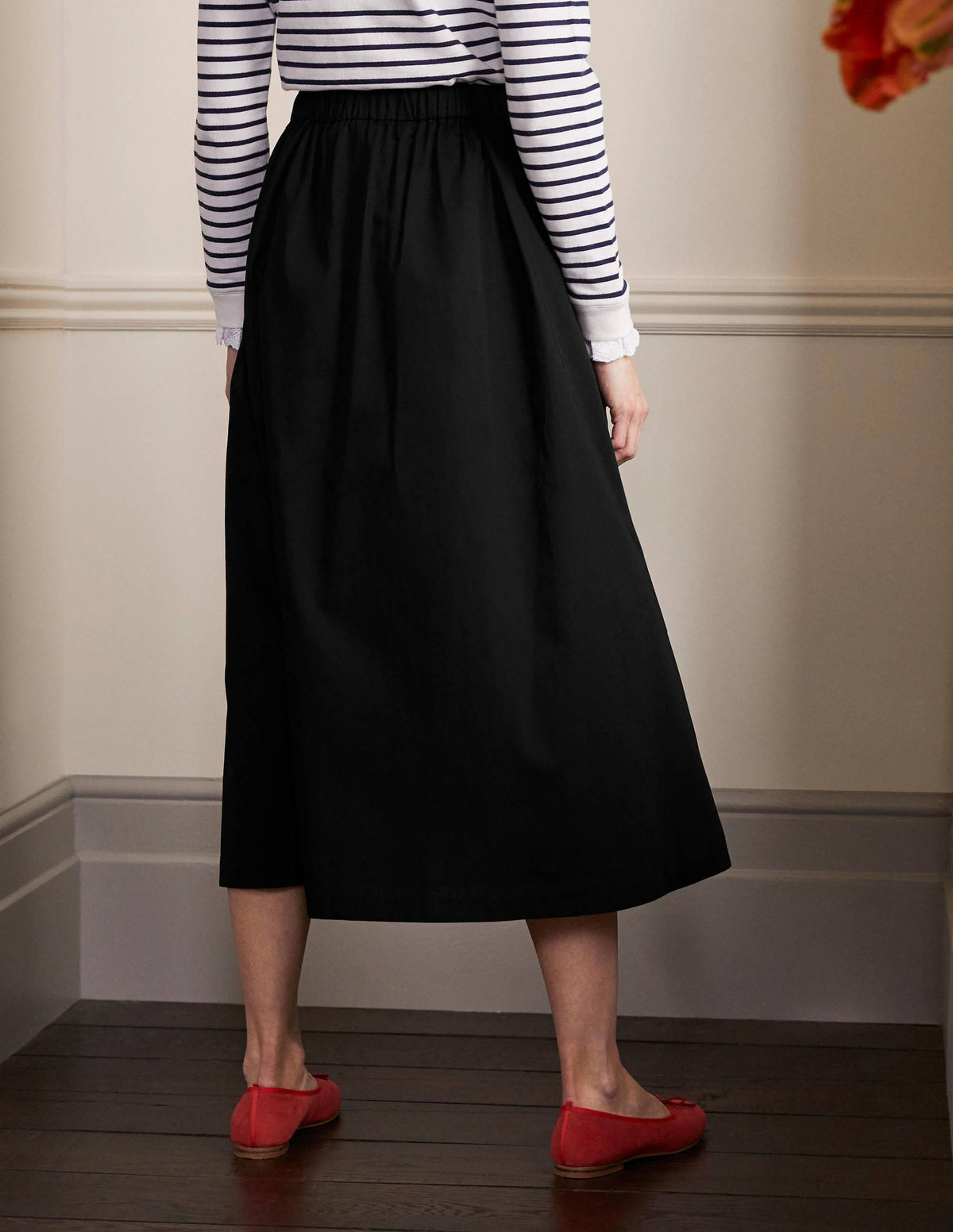 Cotton Sateen Skirt-Black-2