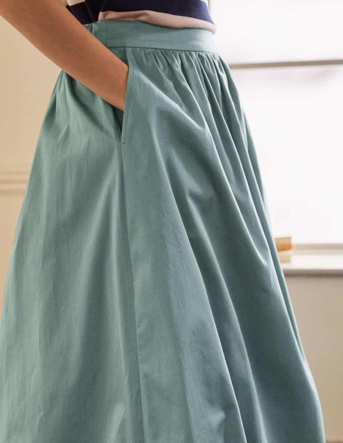 Cotton Sateen Skirt-Heath - Image 3