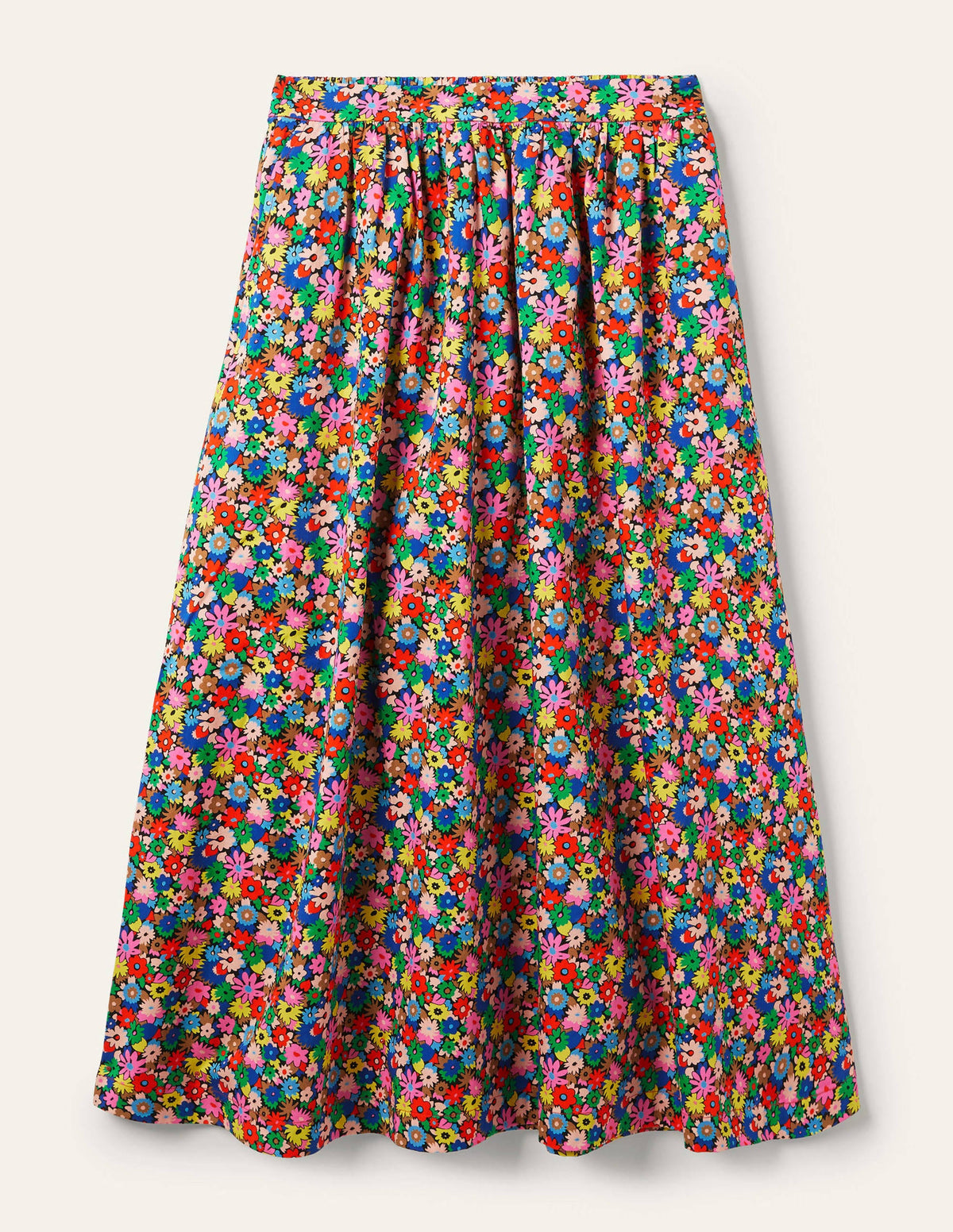 Cotton Sateen Skirt-Cherry Red, Paintbox Ditsy-6