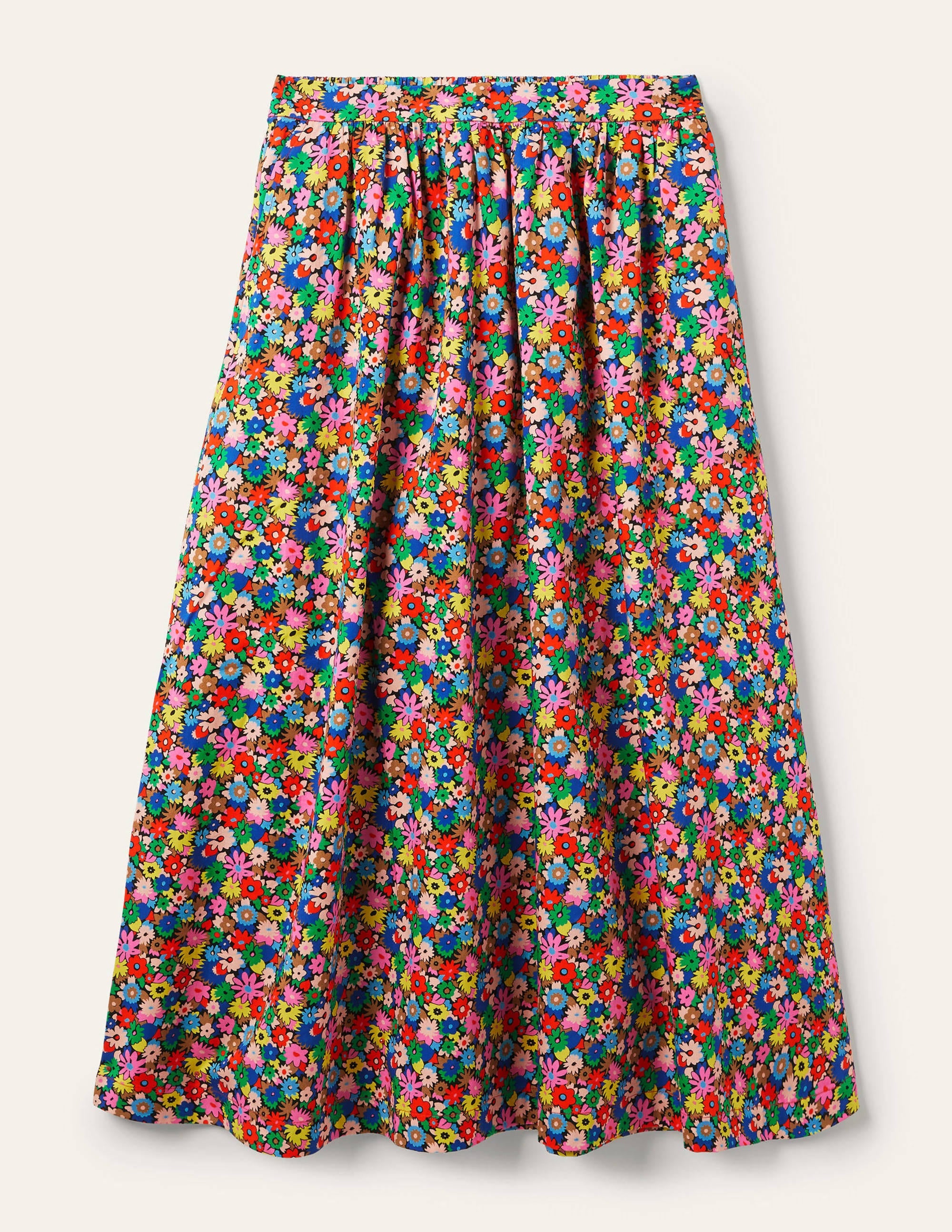 Cotton Sateen Skirt-Cherry Red, Paintbox Ditsy - Image 6