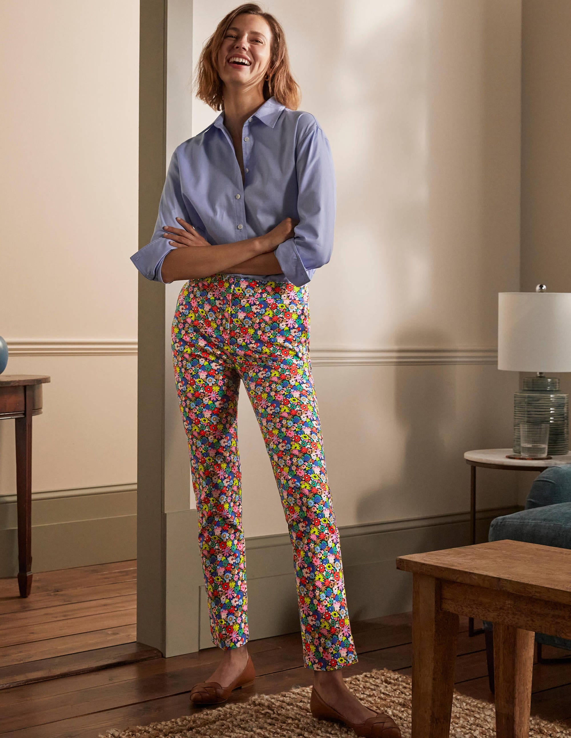 Richmond 7/8 Trouser-Cherry Red, Paintbox Ditsy - Image 5