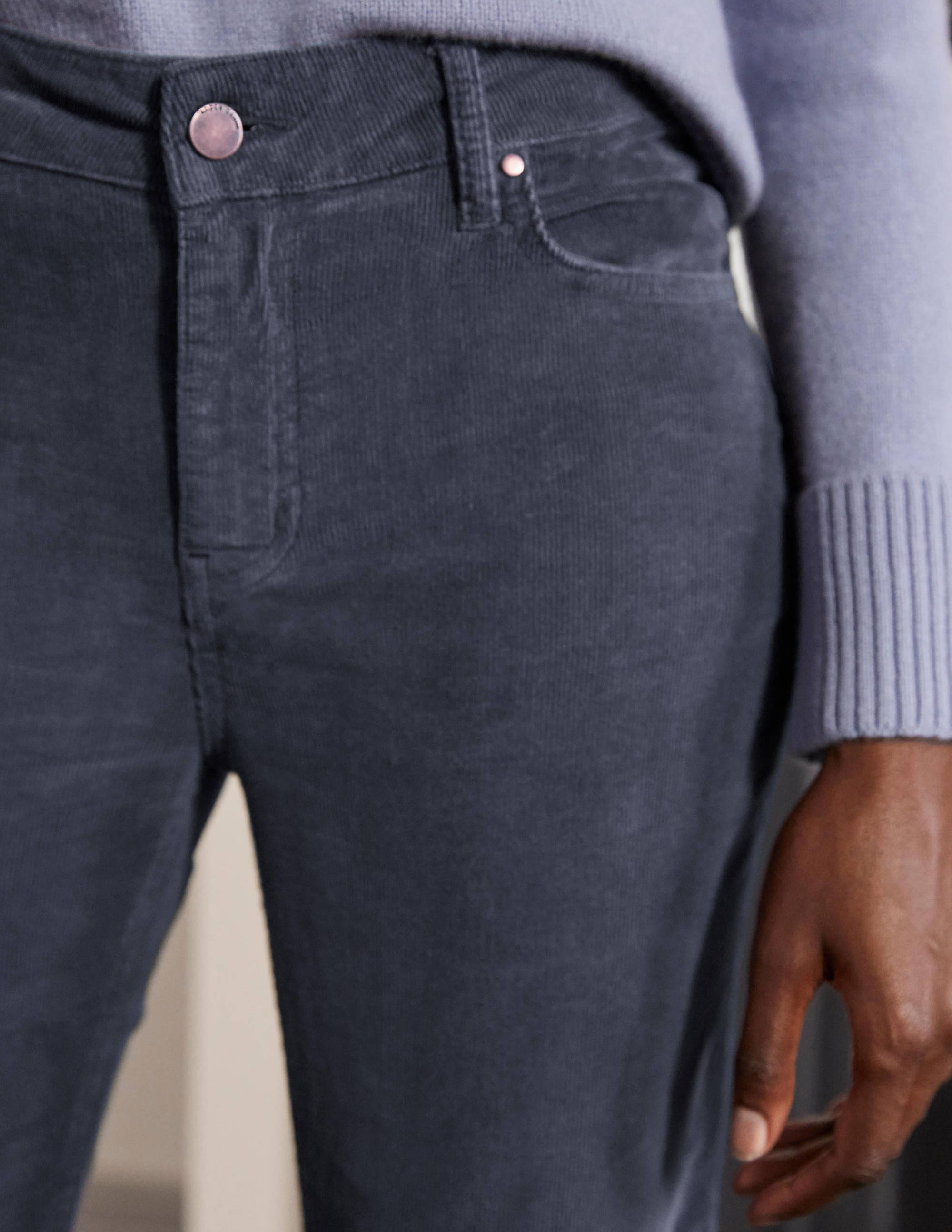 Corduroy Slim Straight Jeans-Asphalt - Image 1