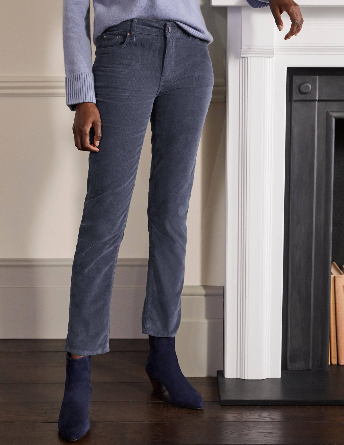 Corduroy Slim Straight Jeans-Asphalt-3