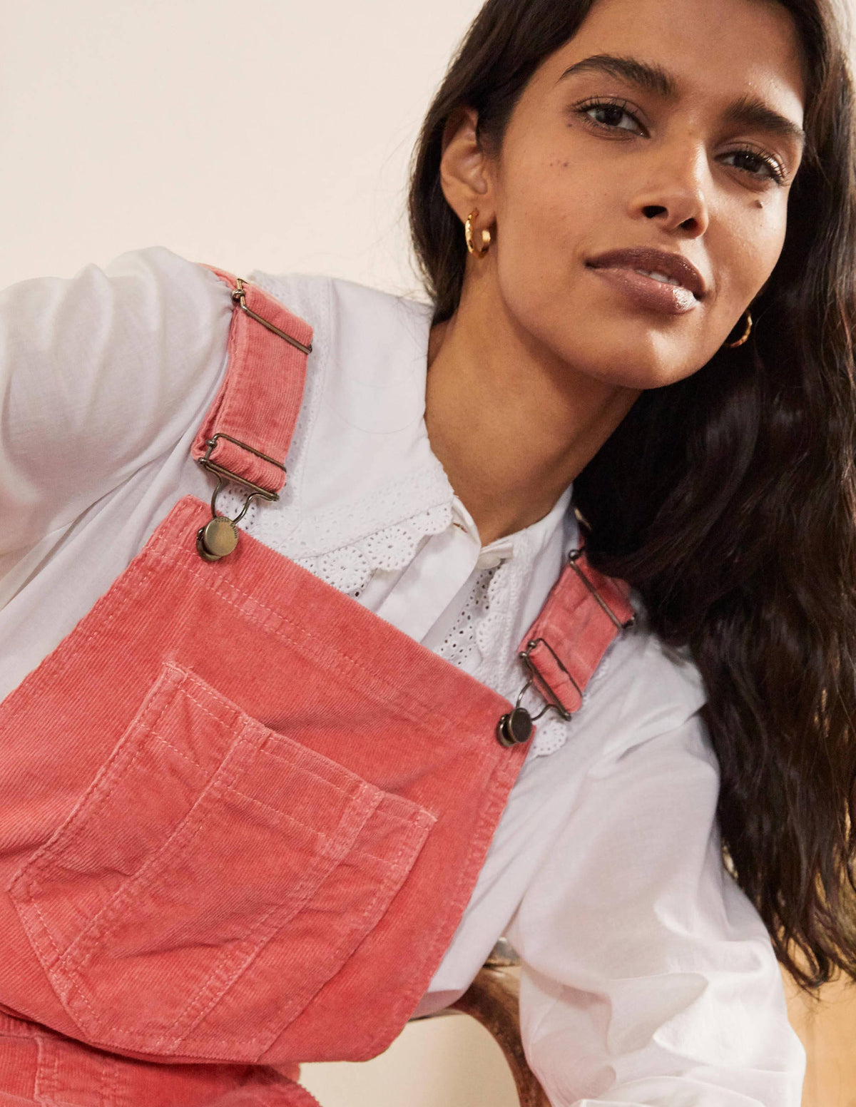 Girlfriend Dungarees-Dusty Red Cord-2