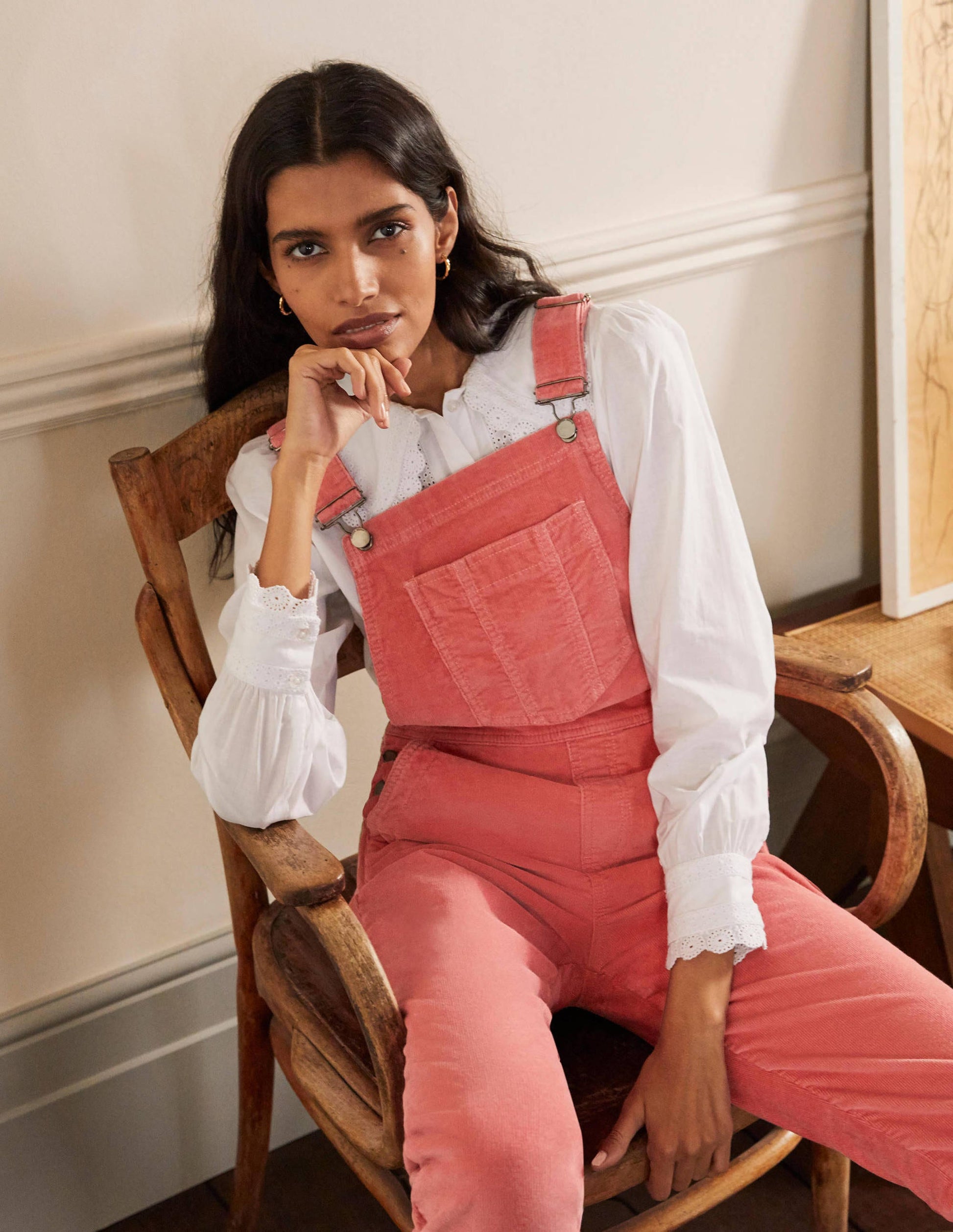 Girlfriend Dungarees-Dusty Red Cord-4