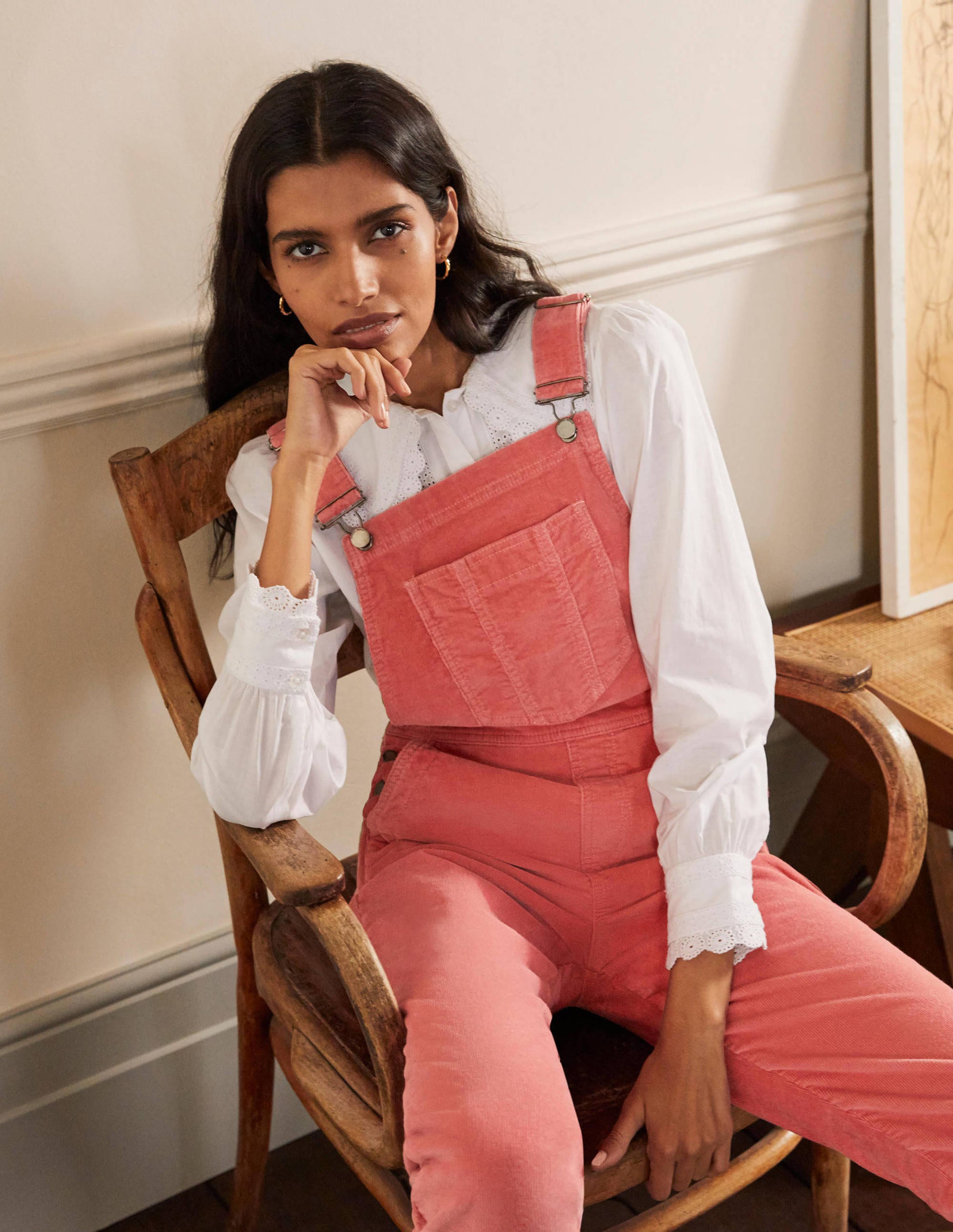 Girlfriend Dungarees-Dusty Red Cord - Image 4