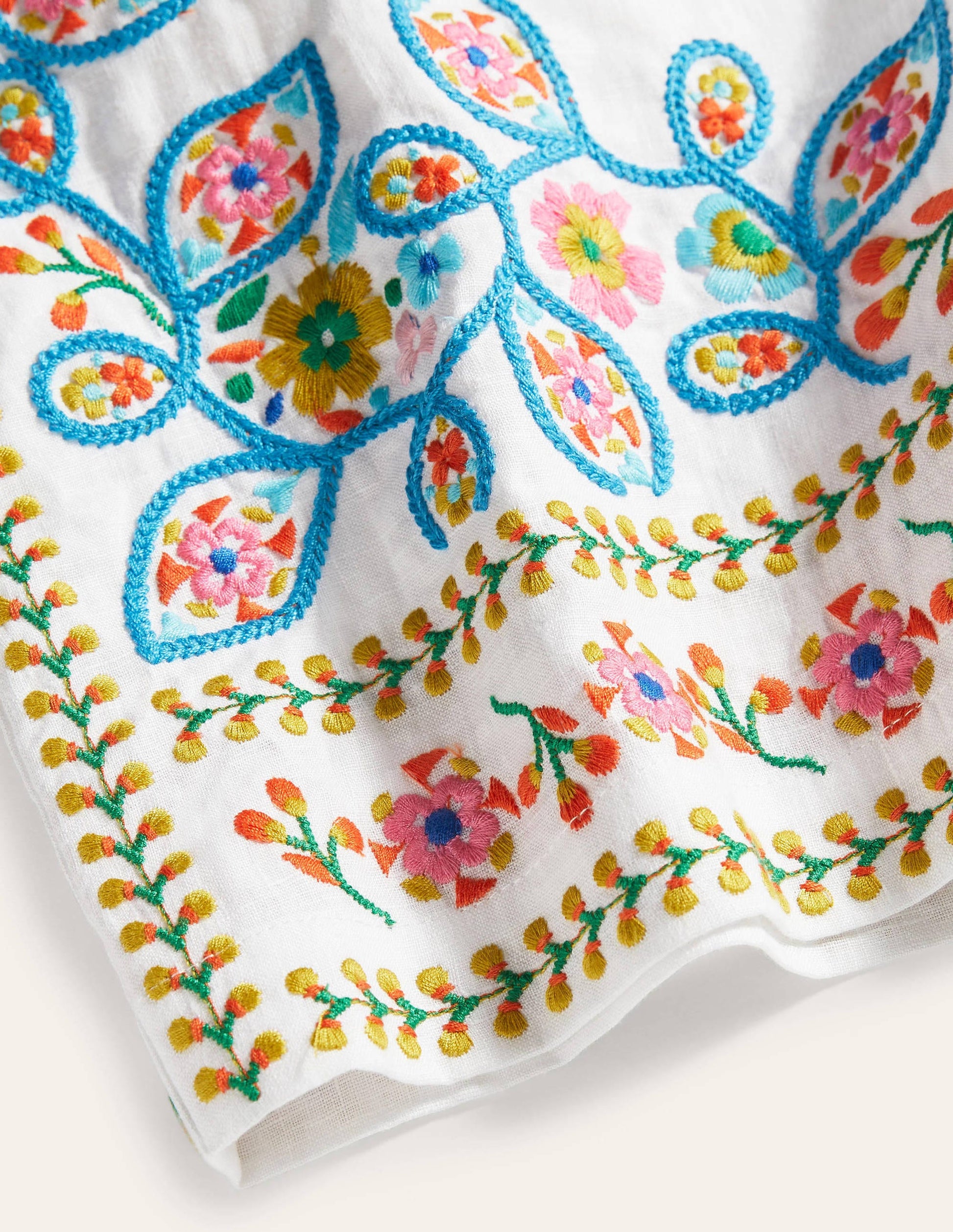Georgina Linen Shorts-White, Embroidery-6